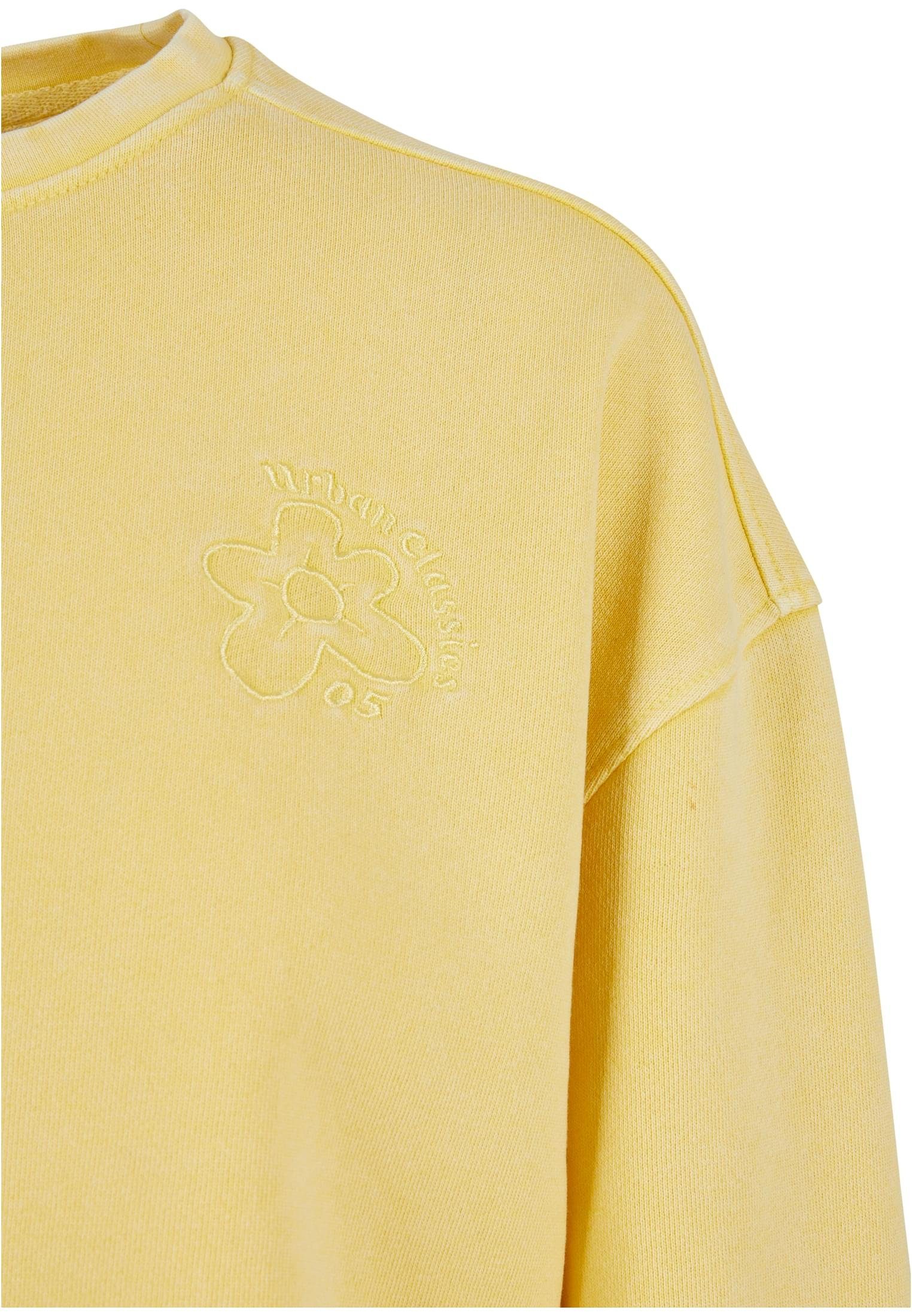 URBAN CLASSICS Sweater Damen vintagesun Flower Embroidery (1-tlg) Crewneck Cropped Ladies Terry