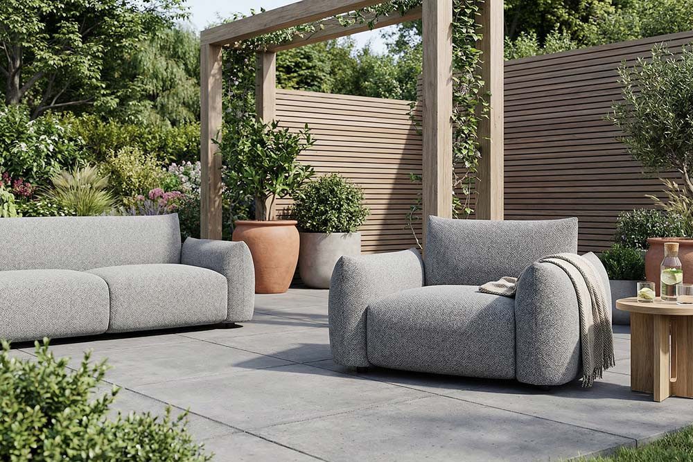riess-ambiente Gartensessel SEAHAWK anthrazit - Olefin-Bezug, Aluminium-Gestell, In- & Outdoor (Einzelartikel, 1-St), 1-Sitzer-Sofa mit Polsterung – ideal für Terrasse, Balkon & Garten