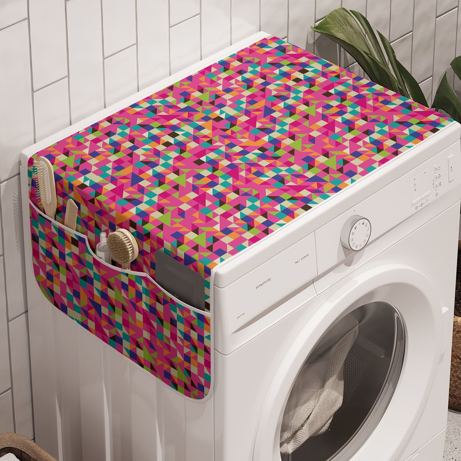 Bunte für Trockner, und Waschmaschine Abakuhaus geometrische Badorganizer Anti-Rutsch-Stoffabdeckung Abstrakt Formen