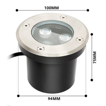 Clanmacy LED Einbaustrahler 3W LED Bodenleuchte Beleuchtung Bodenstrahler Aussen-Beleuchtung, 1er, LED wechselbar, Warmweiß