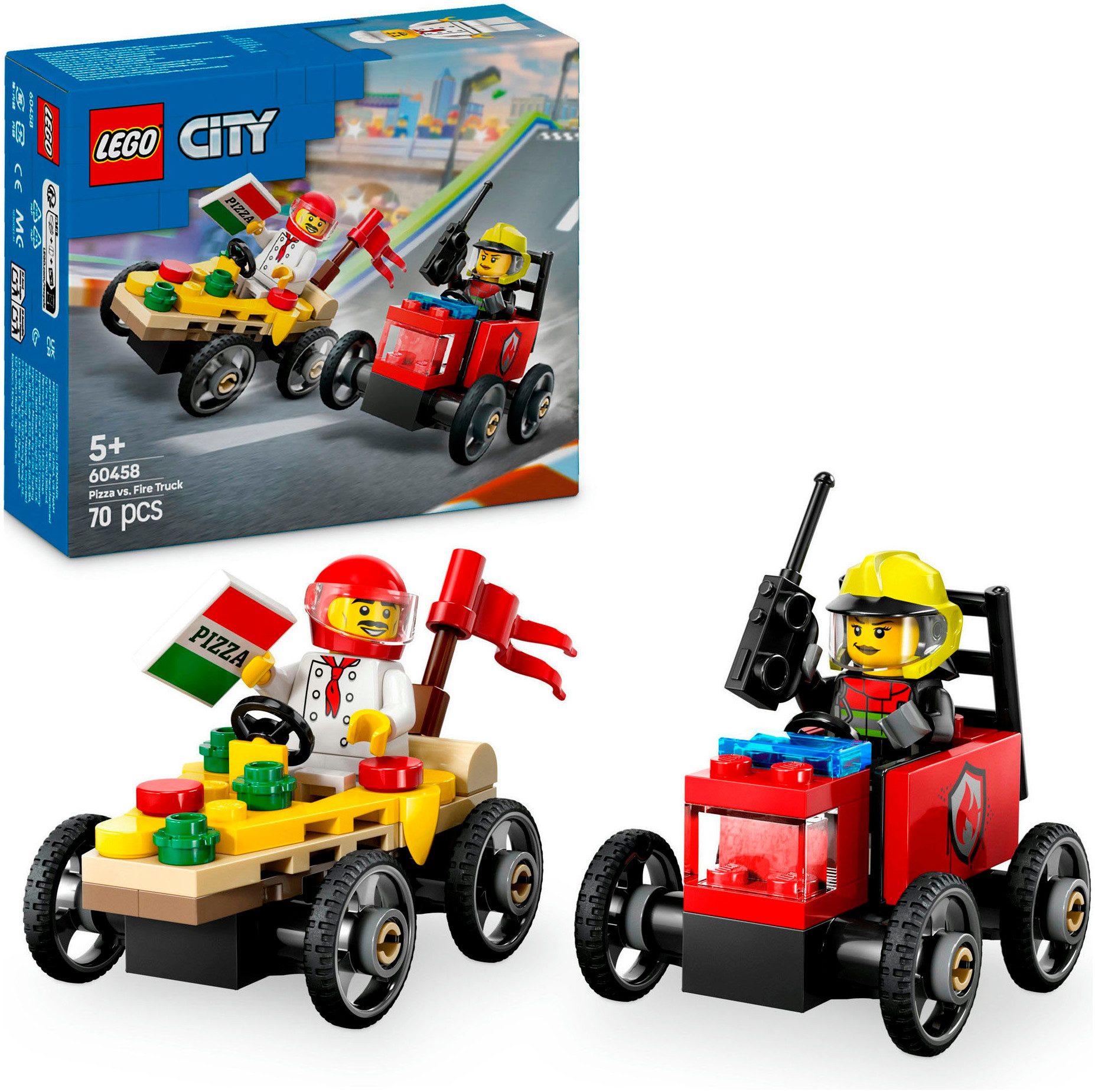 LEGO® Pizzalieferwagen vs. Löschauto (60458), LEGO City Konstruktionsspiels günstig online kaufen