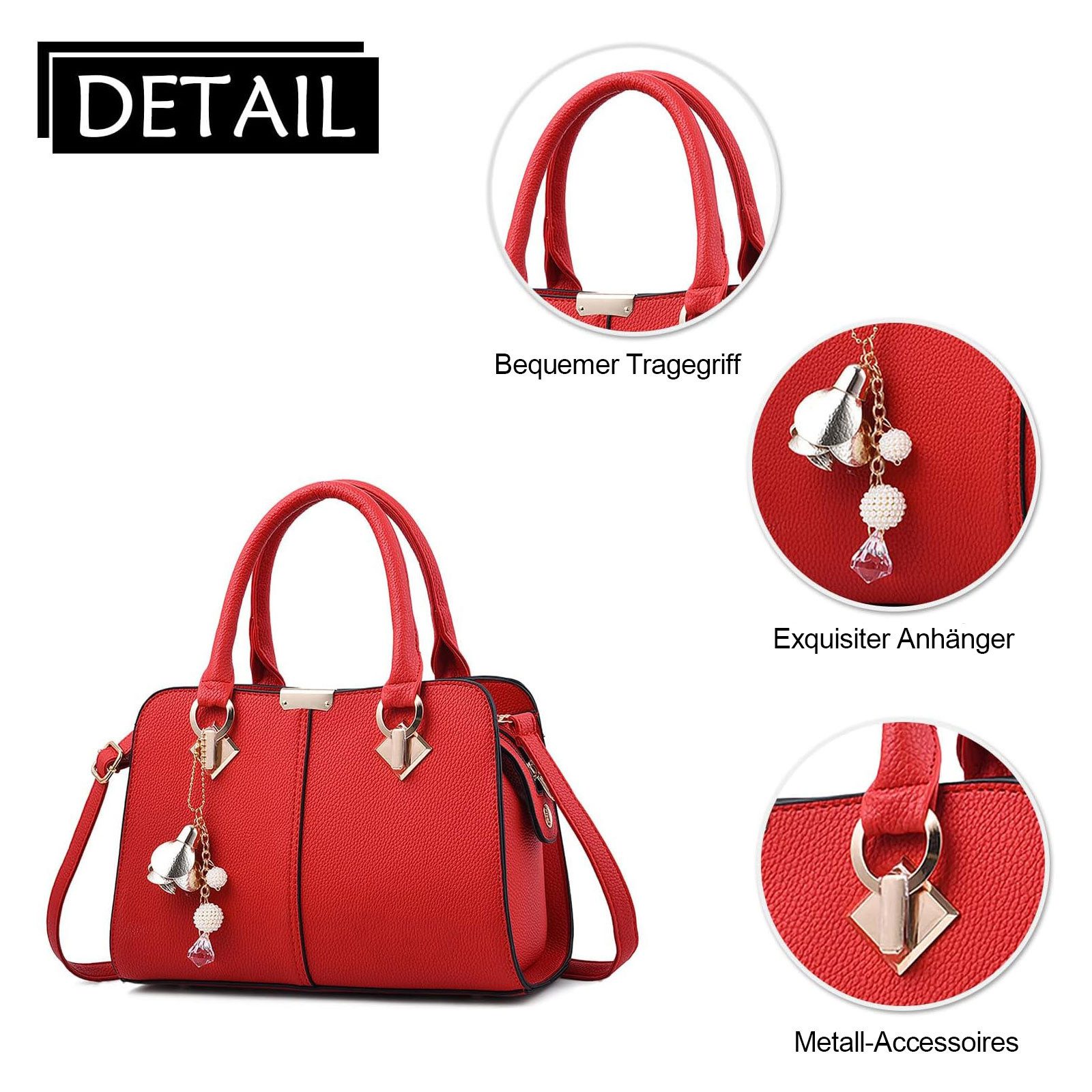 OKWISH Henkeltasche Damen Handtasche Umhängetasche Frauen Schulterbeute Freizeittasche (Arbeitstasche Messenger-Tasche Top Griff mit Schultergurt, 1-tlg., Kunstleder, Unitasche, Bürotasche, 28x19x13 cm), für Frau Frauen Jungen Arbeit Business Schule Büro usw