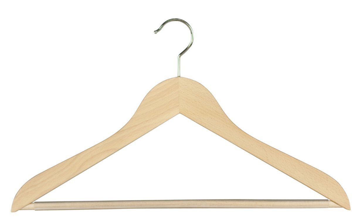 MAWA Kleiderbügel Kombi-Kleiderbügel mit Holzsteg, (5-tlg) Buche