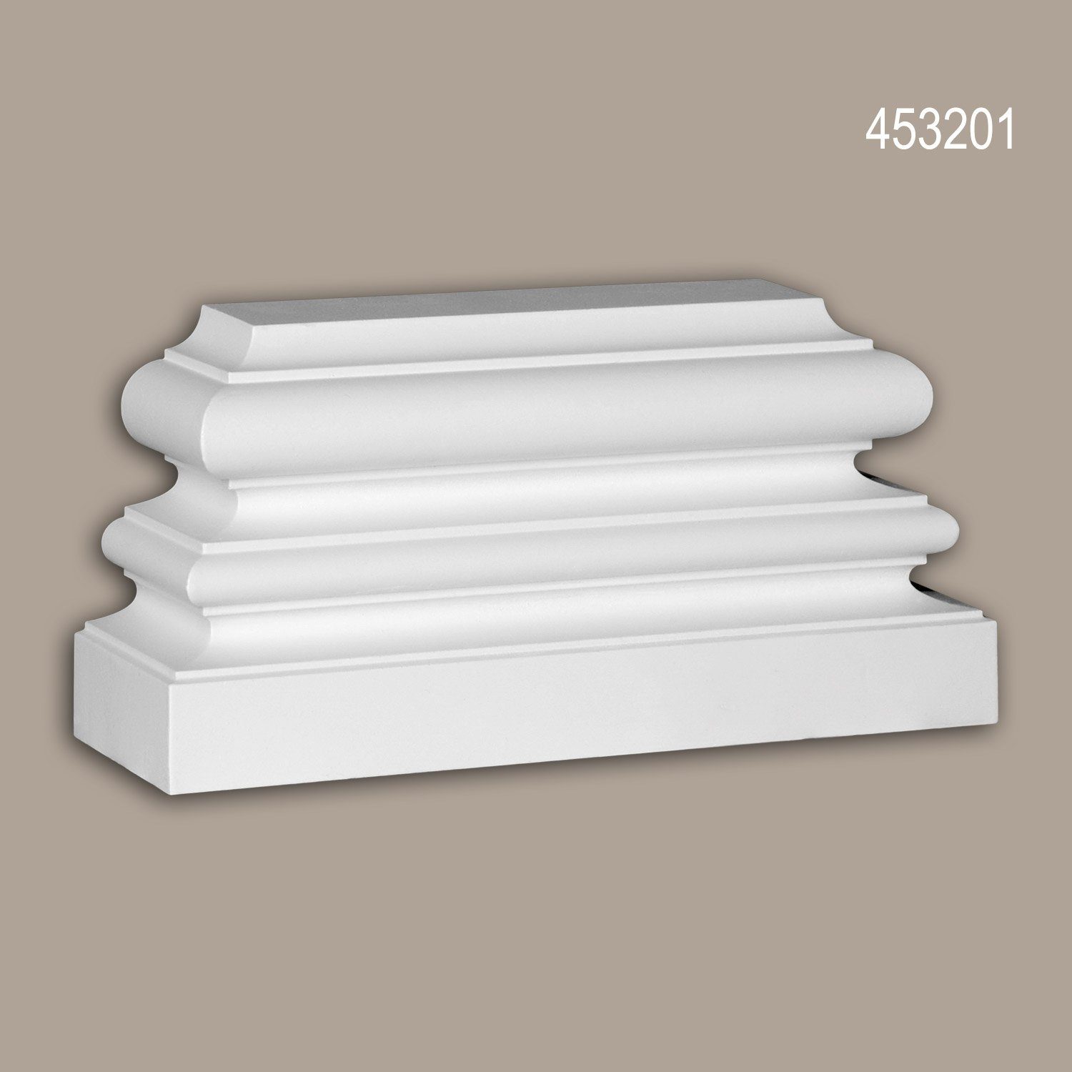 Profhome Wanddekoobjekt 453201 (Pilaster Sockel, 1 St., Fassadenelement, Pilaster, Außenstuck, Wanddekor), weiß, vorgrundiert, für Fassadendekoration, Stil: Ionisch