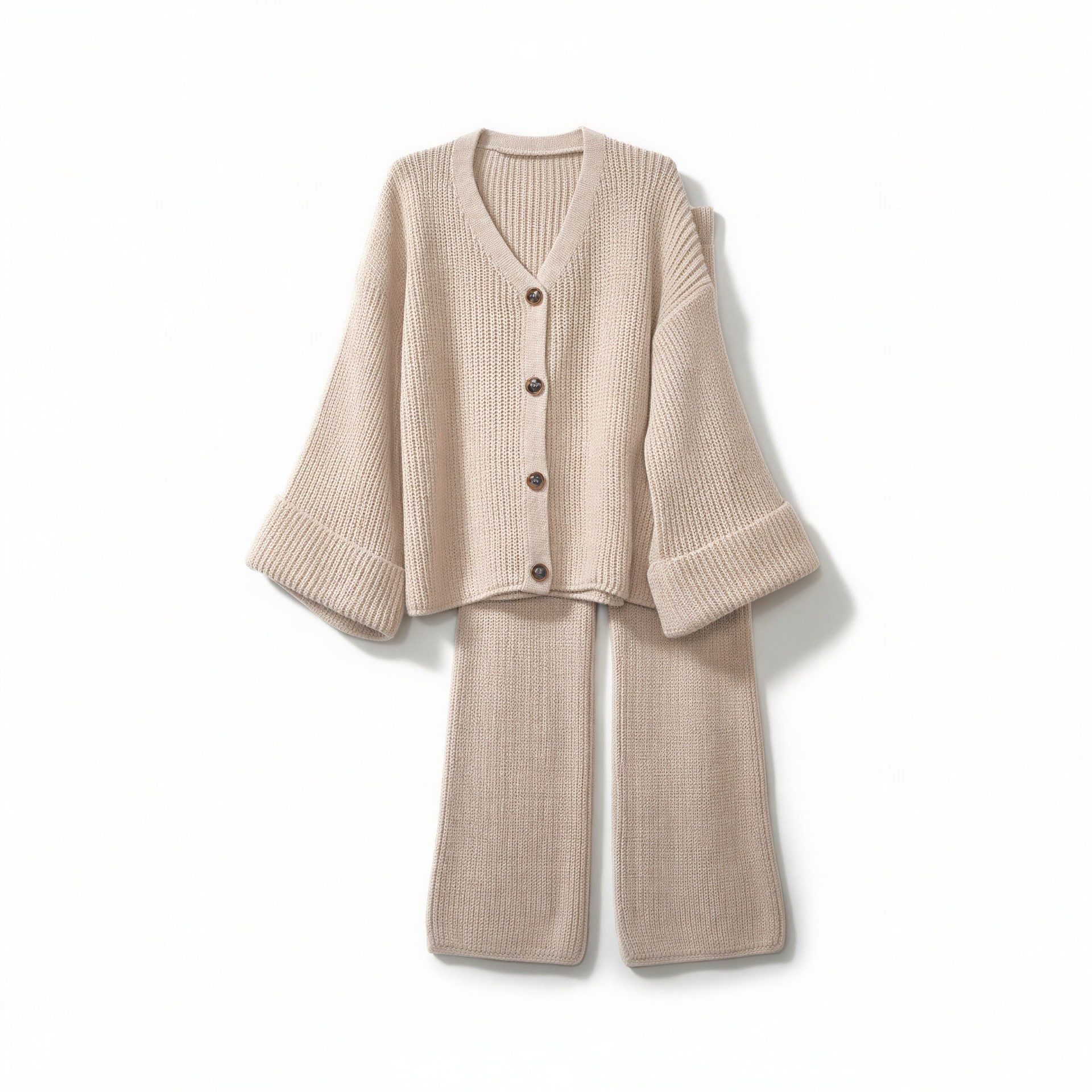 OriginalYou Cardigan Damen Strickanzug Cardigan & Hose mit Ärmelumschlag un günstig online kaufen