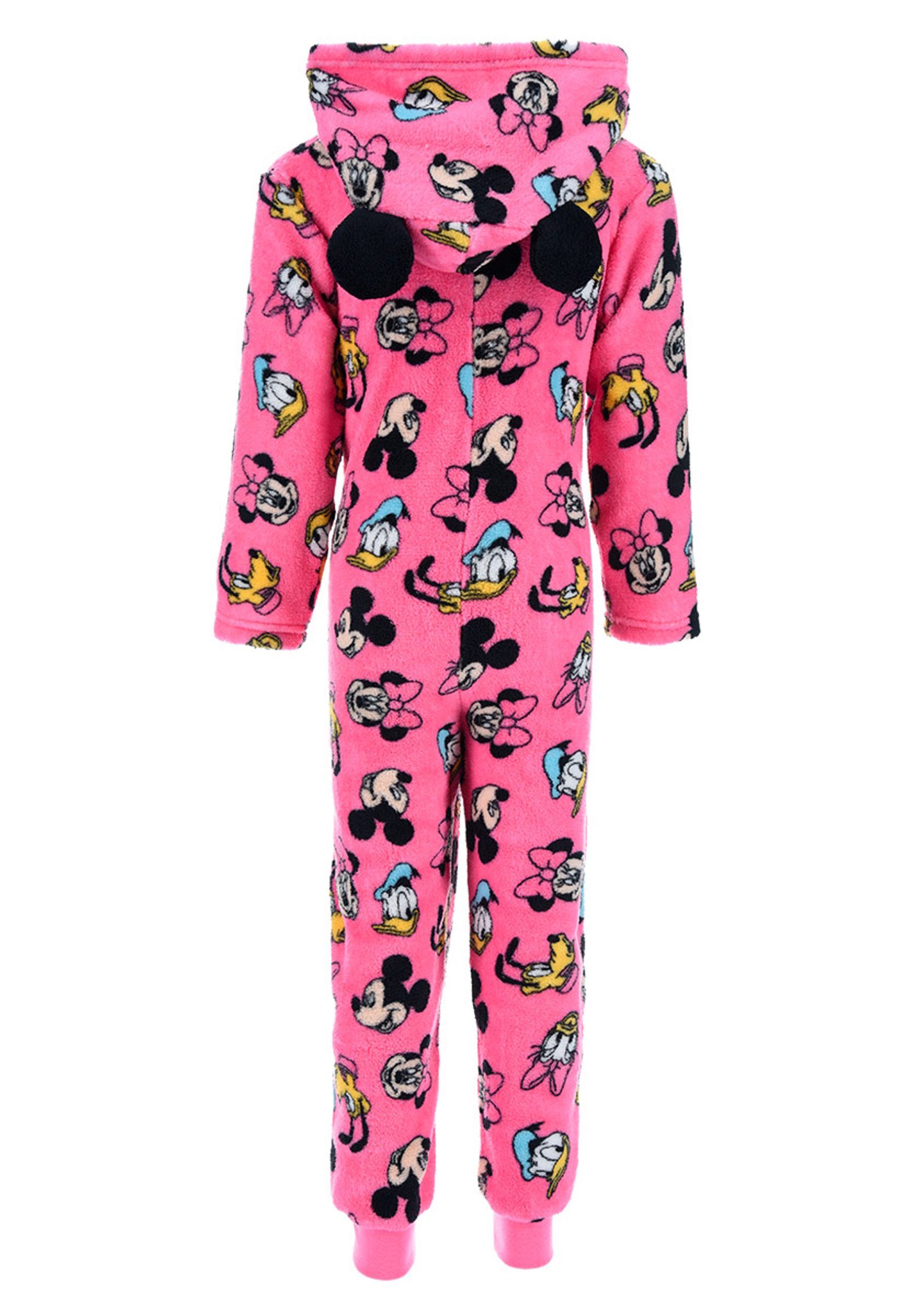 Schlafanzug Pyjama Mädchen Overall Minnie Nachtwäsche Pink Disney langarm Mouse Schlaf
