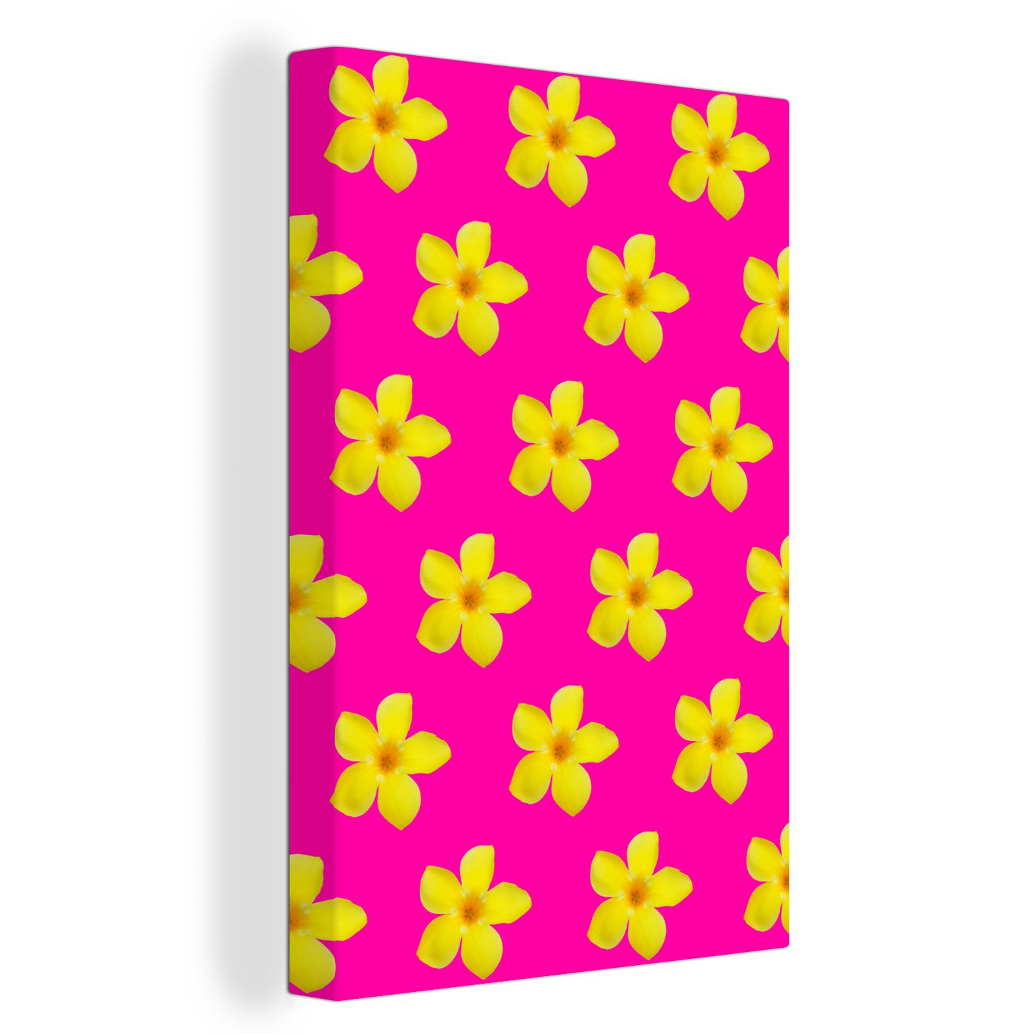 OneMillionCanvasses® Leinwandbild Blumen - Gelb - Muster, (1 St), Leinwandbild fertig bespannt inkl. Zackenaufhänger, Gemälde, 20x30 cm