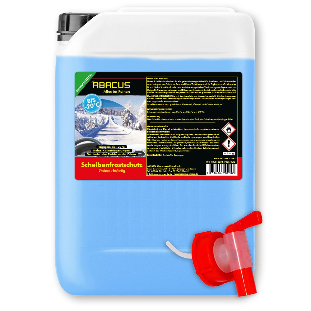 ABACUS Scheibenfrostschutz Scheibenfrostschutz -20 C Frostschutzmittel gebrauchsfertig, Sicher für alle Materialien, Lacke & Dichtungen, 2 St., Schützt vor Verkalkung, Reinigt ohne zu schmieren