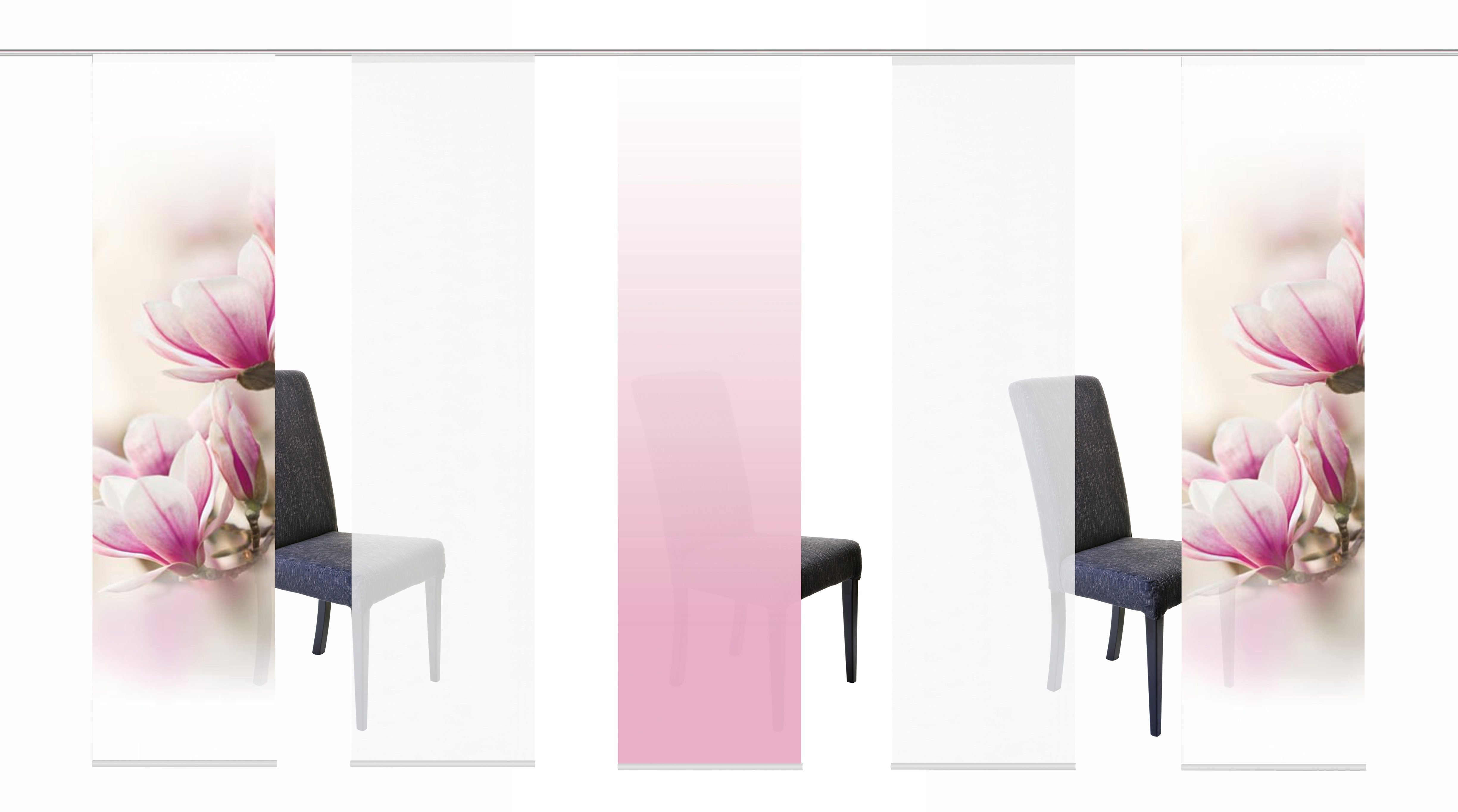 HOME WOHNIDEEN Schiebegardine MAGNONE (5 St), Klettband, blickdicht, HxB: 245x60, inkl. Befestigungszubehör