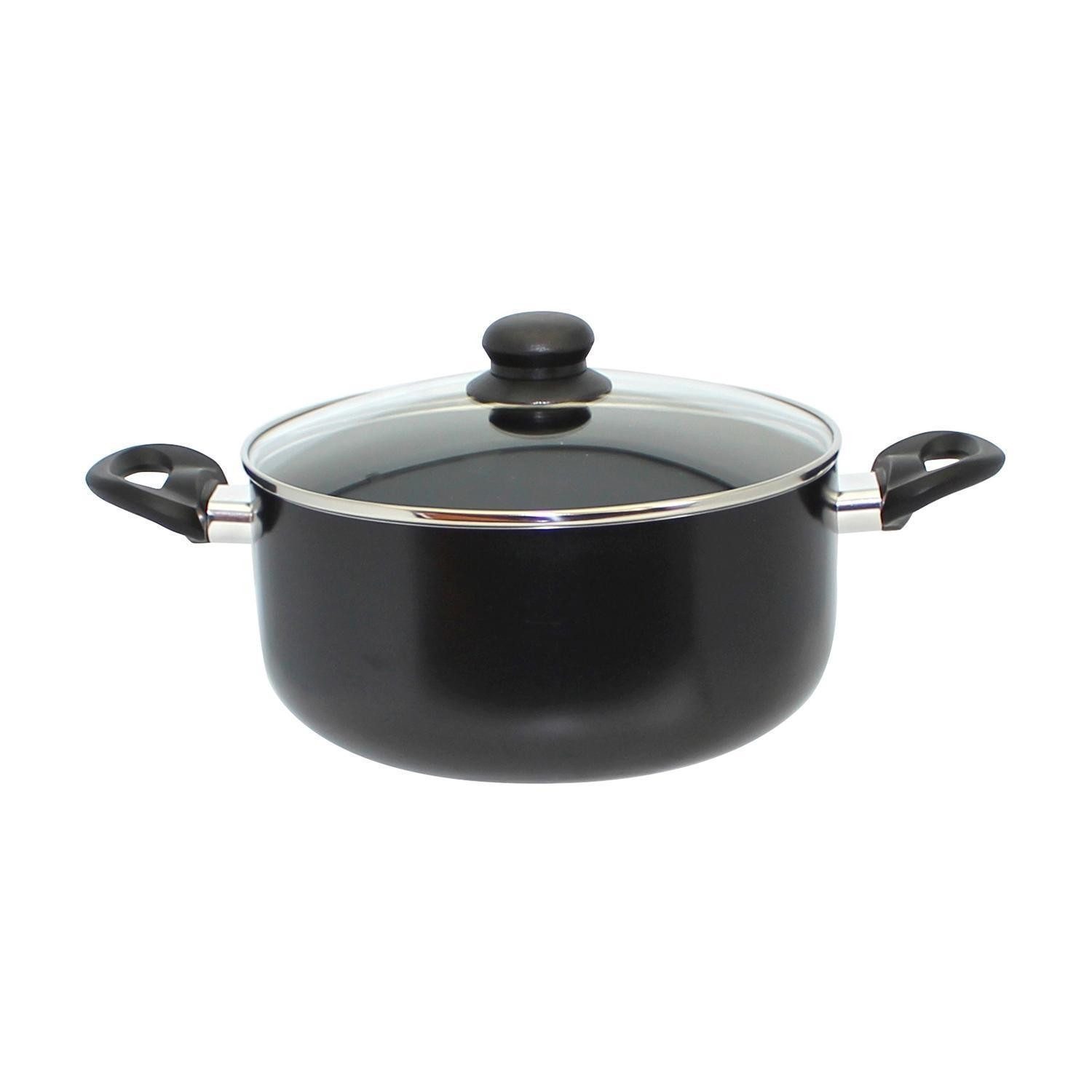 Elo Topf-Set METIS, 4-teilig, Schwarz, mit Glasdeckel, Aluminium, 3 Kochtöpfe und 1 Stielkasserolle