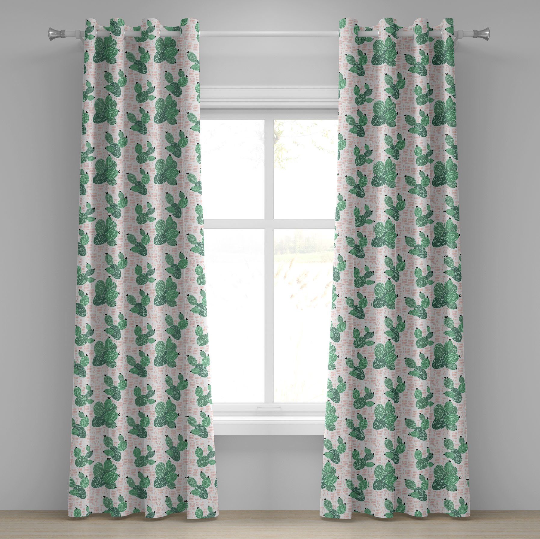 Gardine Dekorative 2-Panel-Fenstervorhänge für Schlafzimmer Wohnzimmer, Abakuhaus, Kaktus Tropical Saftige Kunst