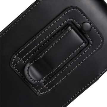 K-S-Trade Handyhülle für OnePlus 9, Leder Gürteltasche + Kopfhörer Seitentasche Belt pouch Holster