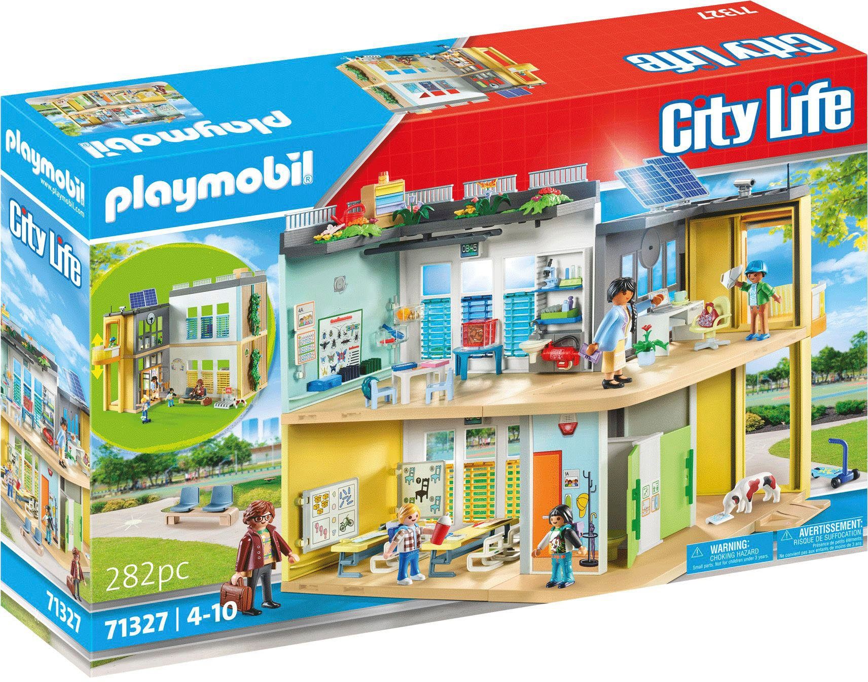 Playmobil® Konstruktions-Spielset Große Schule (71327), City Life, (282  St), Made in Germany, Mit beweglicher, interaktiver Tafel und bemalbaren  Arbeitsblättern