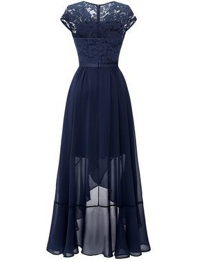 PYL Cocktailkleid Damen Abendkleid mit Chiffon Und Spitzen, Elegant Maxikleid 36-44 Größe