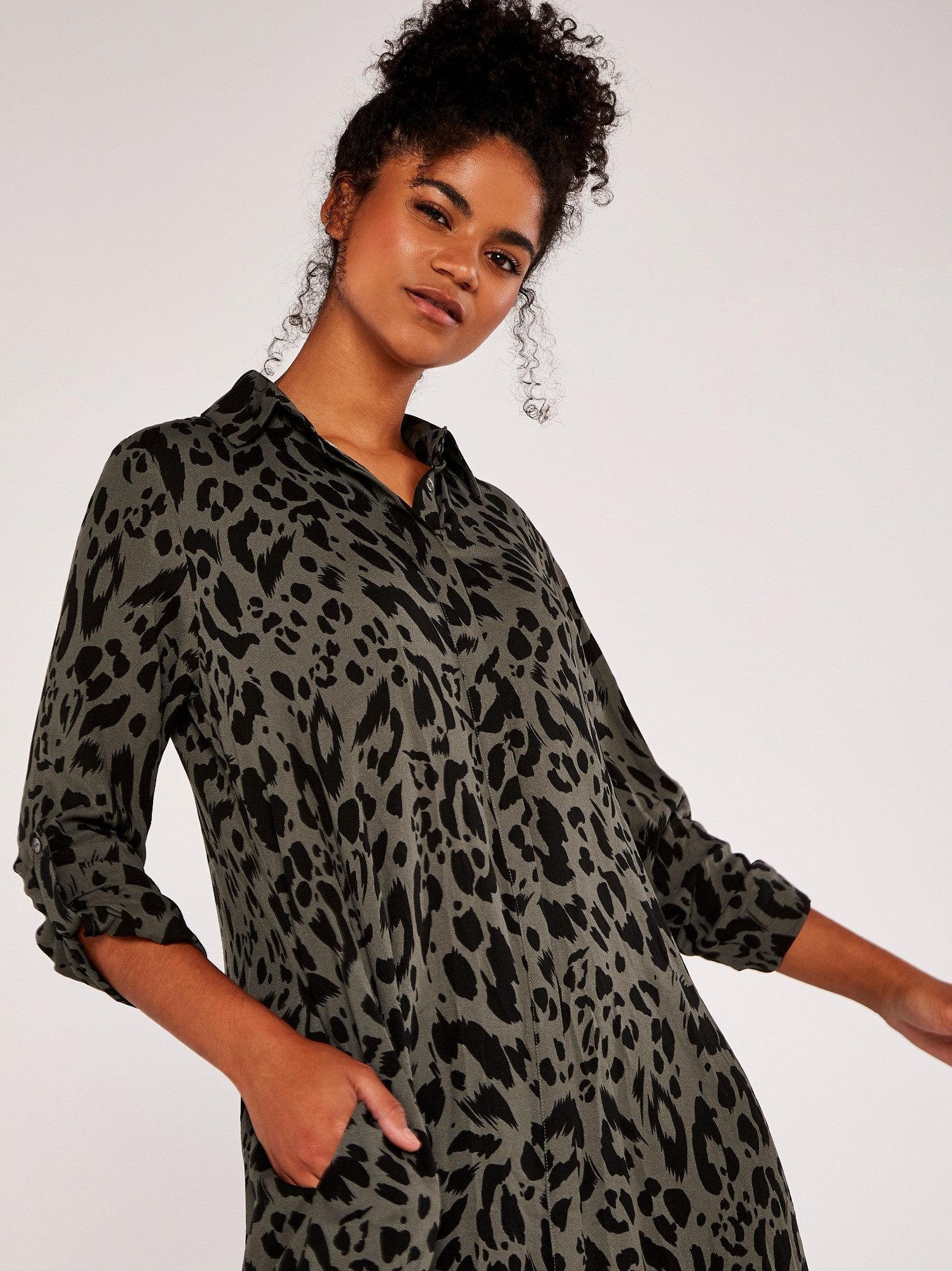 Apricot Druckkleid Hemdkleid, (1-tlg) mit Krempelärmeln günstig online kaufen