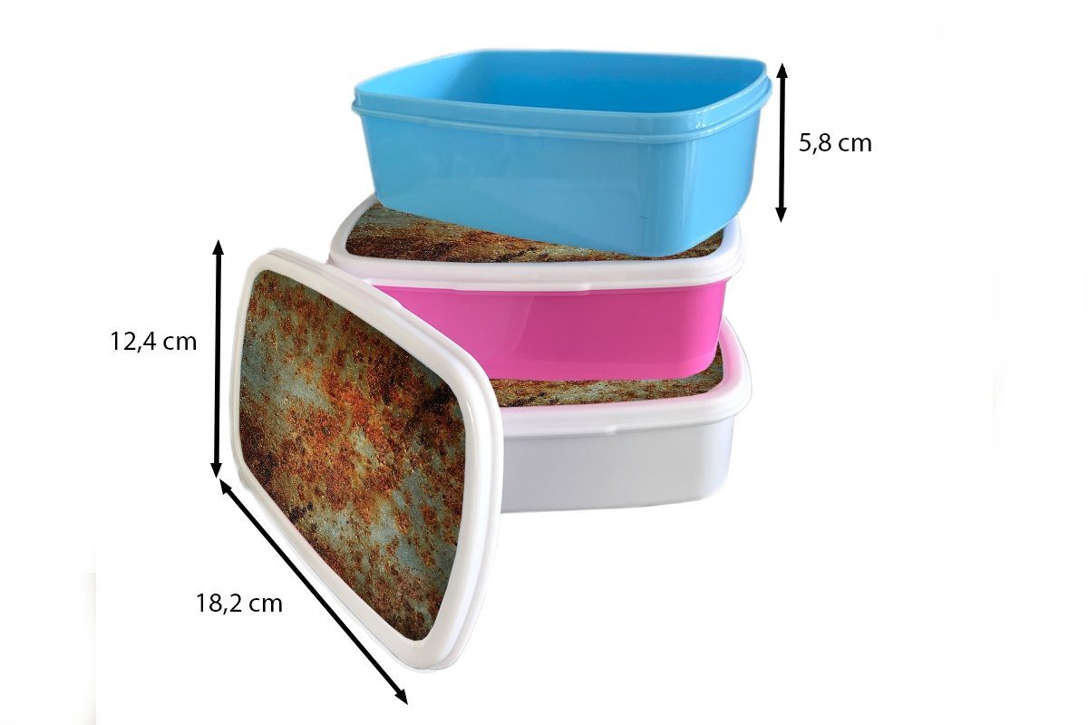 MuchoWow Lunchbox Stahl - Kunststoff, Kunststoff Mädchen, für Brotbox Kinder, - Snackbox, Rost Erwachsene, Vintage, (2-tlg), Brotdose rosa