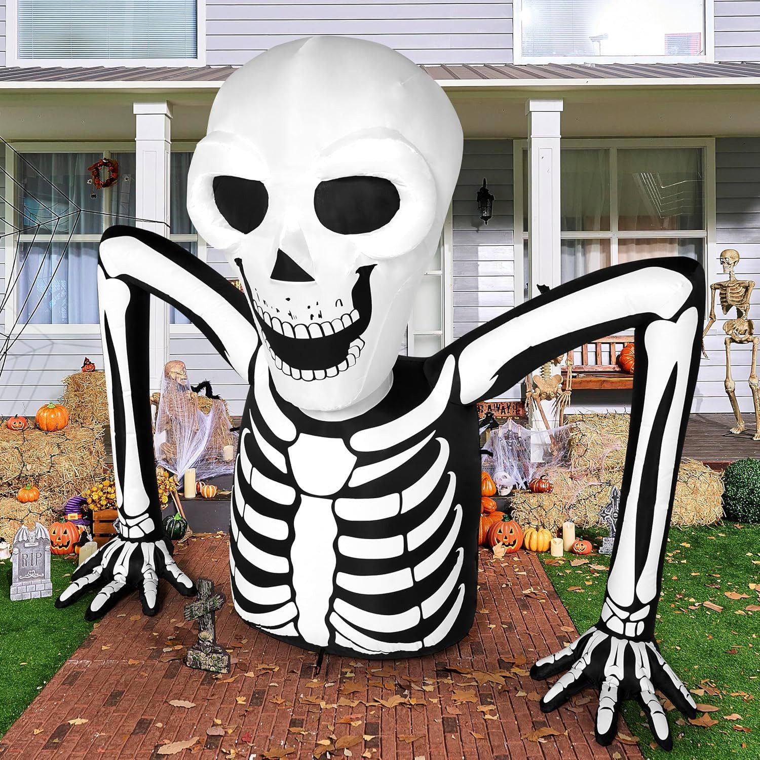 Joiedomi Aufblasbares Partyzubehör JOIEDOMI 1,7 m aufblasbares Halloween-Skelett als Bodendekoration mit