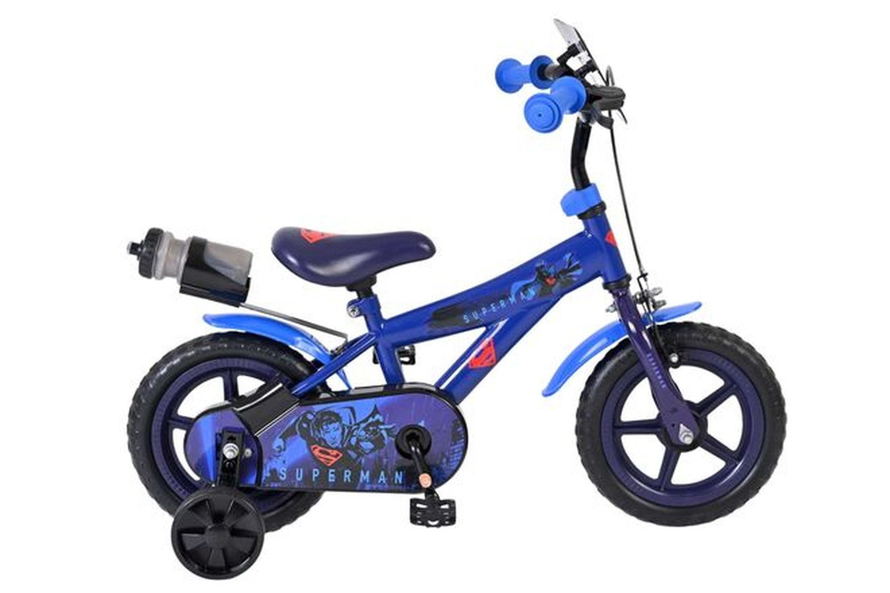 Kinderfahrrad Superman 12 Zoll für Jungen mit Mag-Felgen, EVA-Reifen und Stützrädern