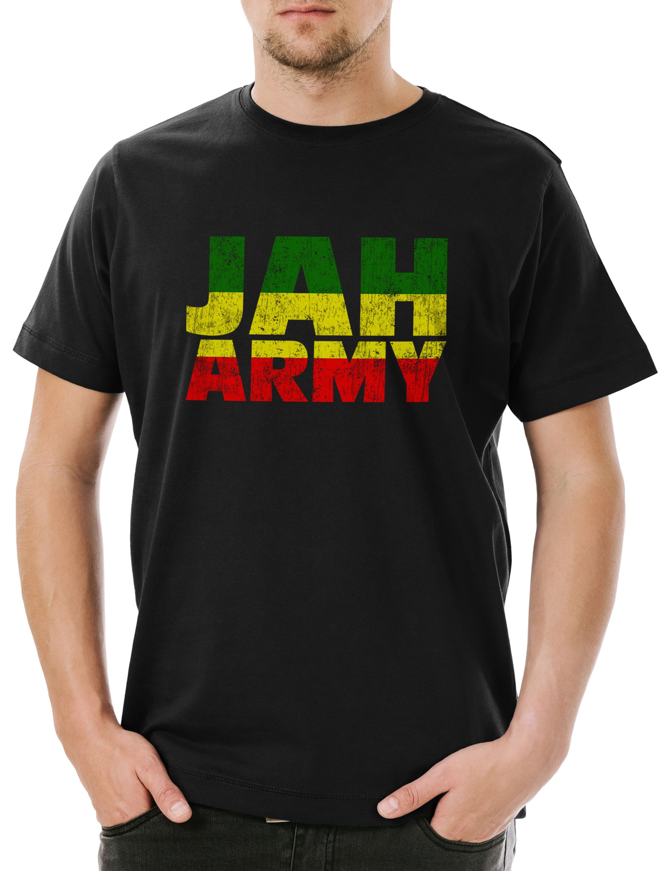 Print-Shirt Jah Army Herren T-Shirt Babylon Musik Babylon Zion Jamaika Wailers