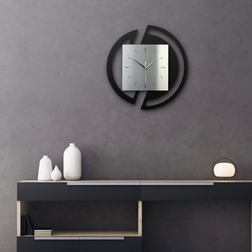 Kreative Feder Wanduhr Runde 3D Designer-Wanduhr „Silver“ in modernem Metallic-Look (ohne Ticken; Funk- oder Quarzuhrwerk; elegant, außergewöhnlich, modern)