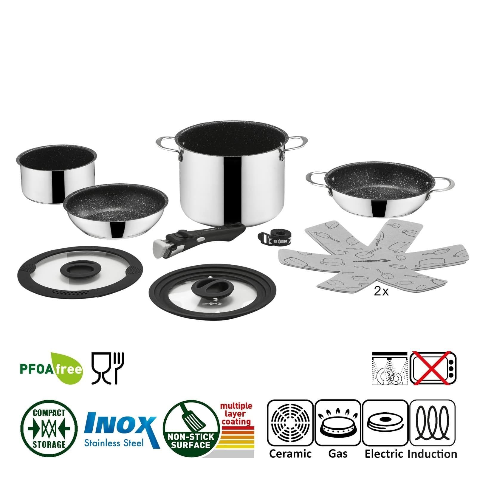 BRUNNER Topf-Set BRUNNER Camping Kochgeschirr Edelstahl ACADEMY NG Stapelbar, Leicht, (8-tlg)