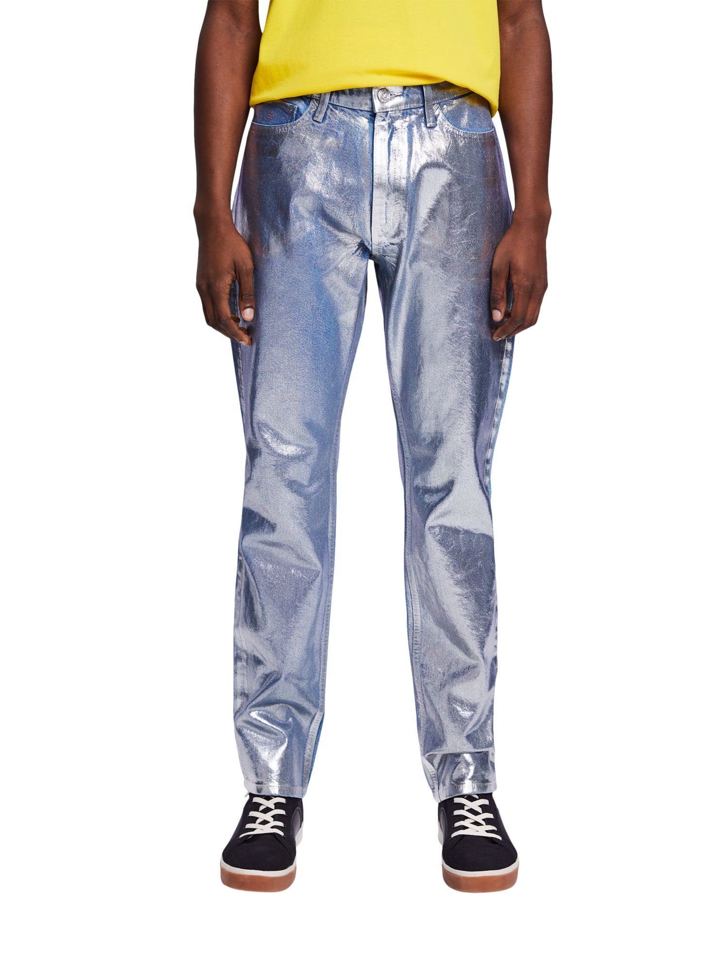Straight-Jeans und geradem Jeans Metallic-Finish mit Esprit Bein
