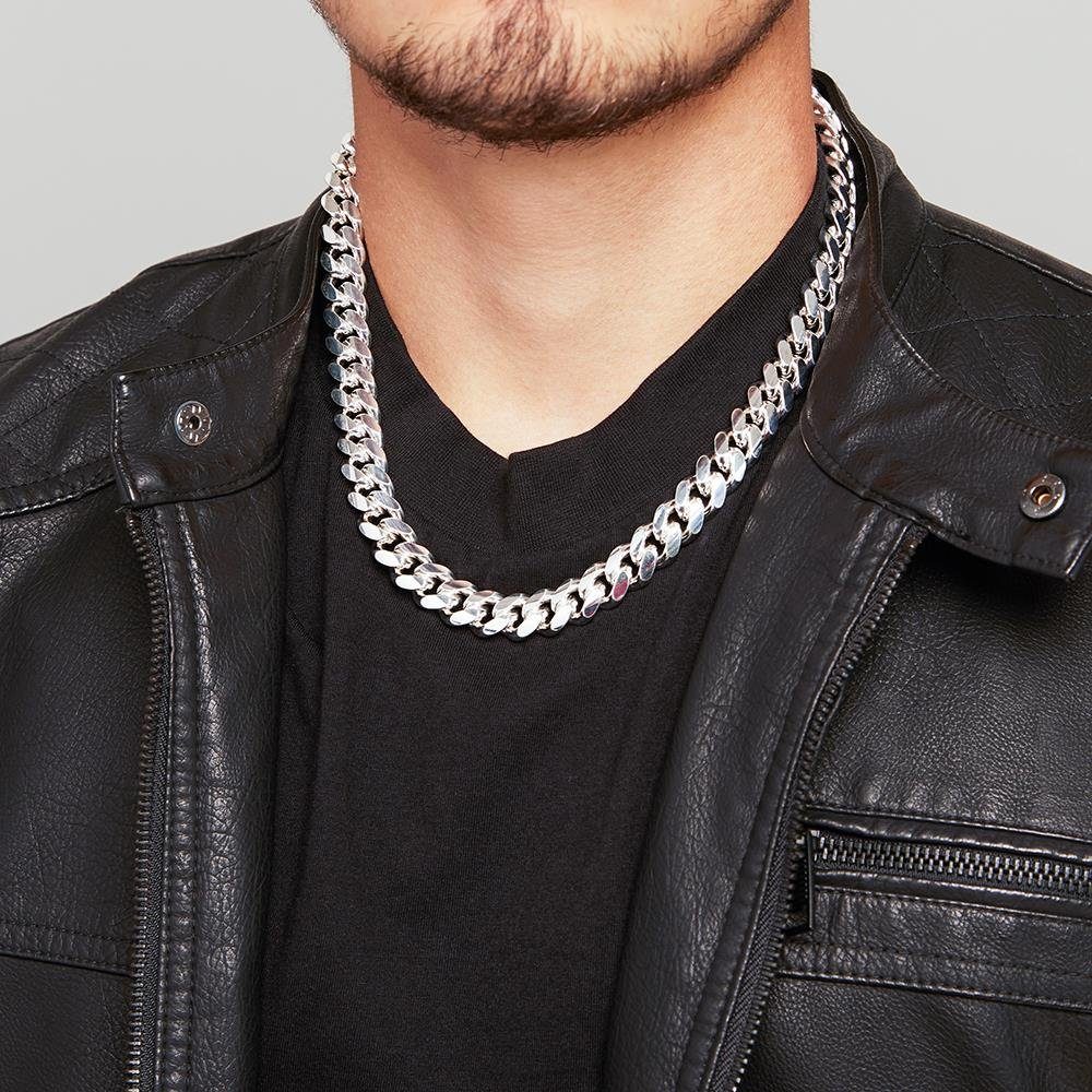 JEWLIX Panzerkette OVA Panzerkette Herren Unique 925er Silber 12 mm (Länge: 55cm)