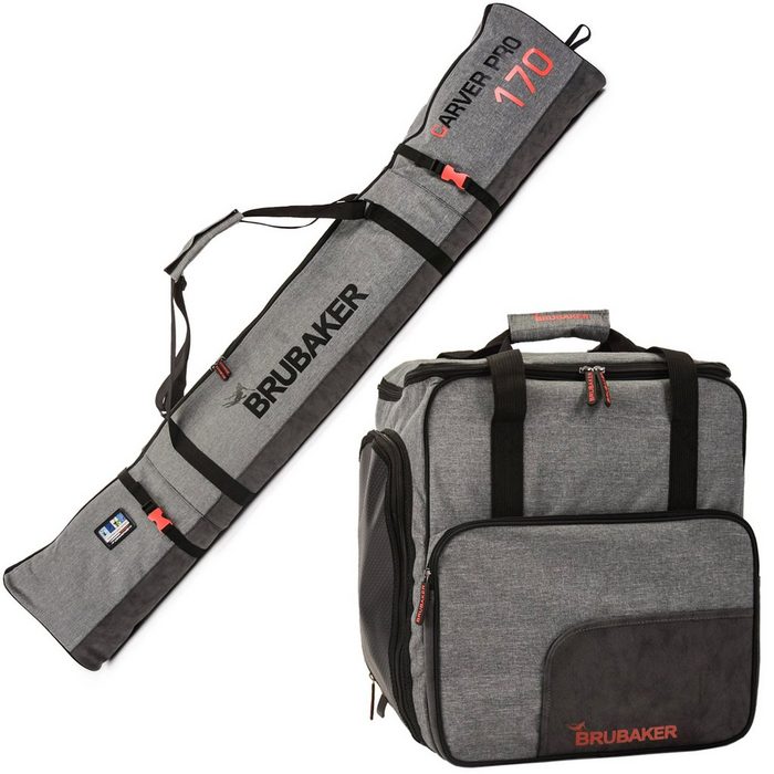 BRUBAKER Sporttasche CarverPerformance Kombi Set (2-tlg. reißfest und nässeabweisend) Skisack und Skischuhtasche für 1 Paar Ski