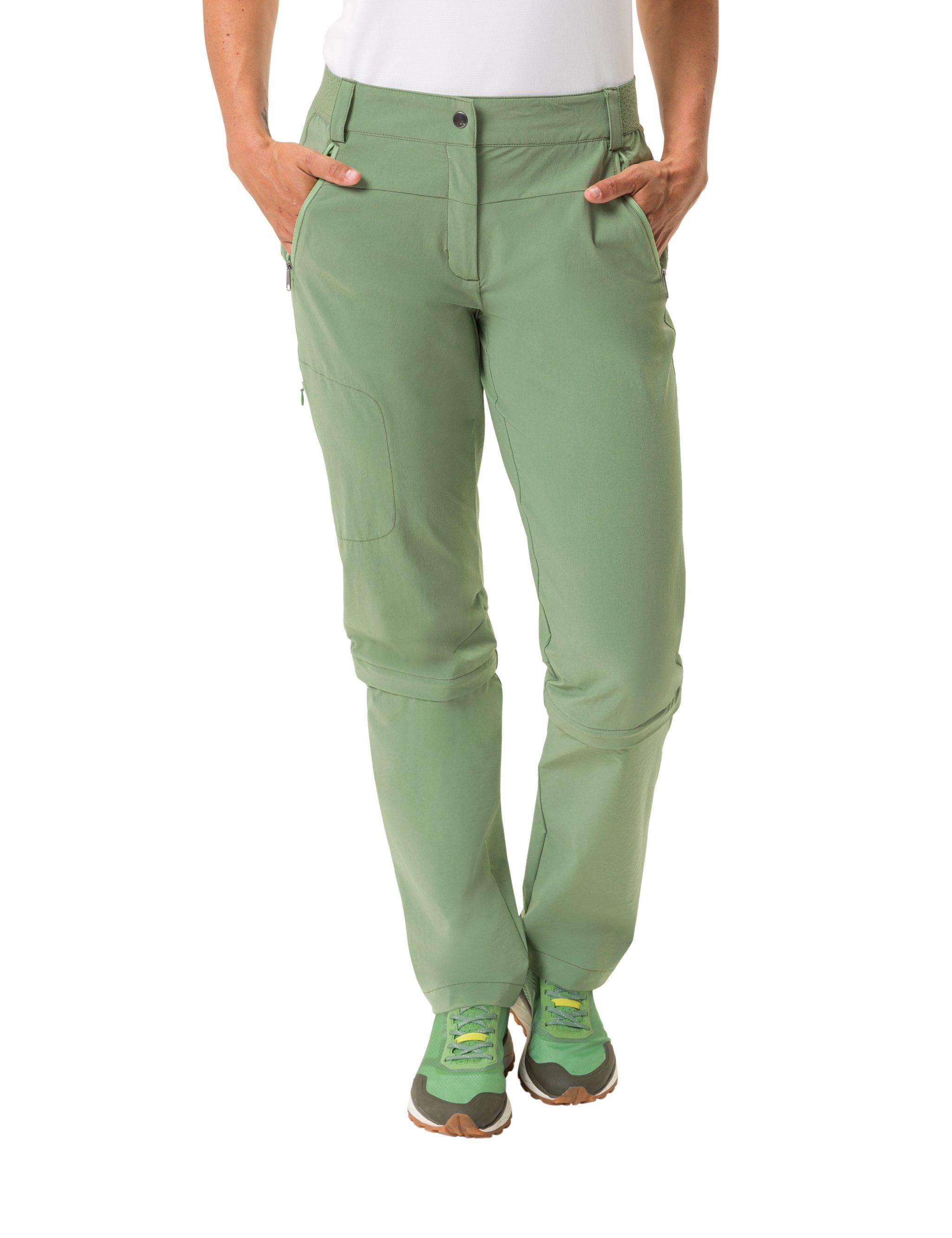 VAUDE Funktionshose Women's Farley Knopf Pants Stretch T-Zip (1-tlg) willow Grüner green III Capri