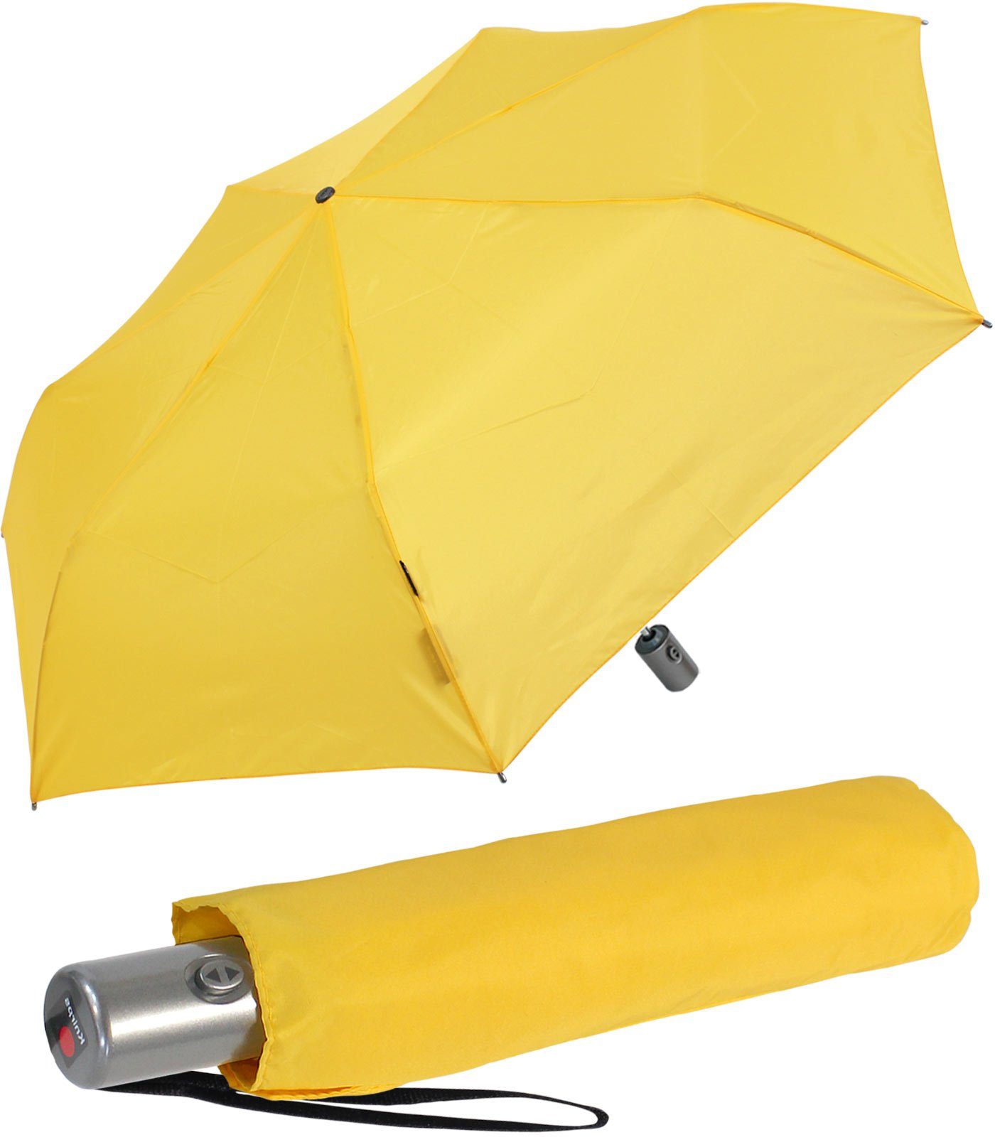 Knirps® Taschenregenschirm Slim Duomatic klein und leicht Auf-Zu Automatik, immer mit dabei, passt in jede Tasche gelb