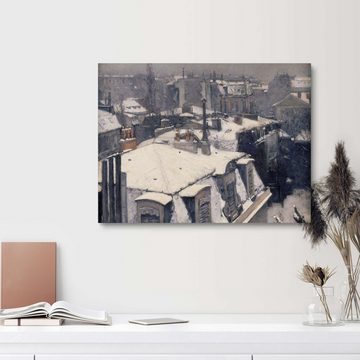 Posterlounge Holzbild Gustave Caillebotte, Verschneite Dächer, Wohnzimmer Malerei