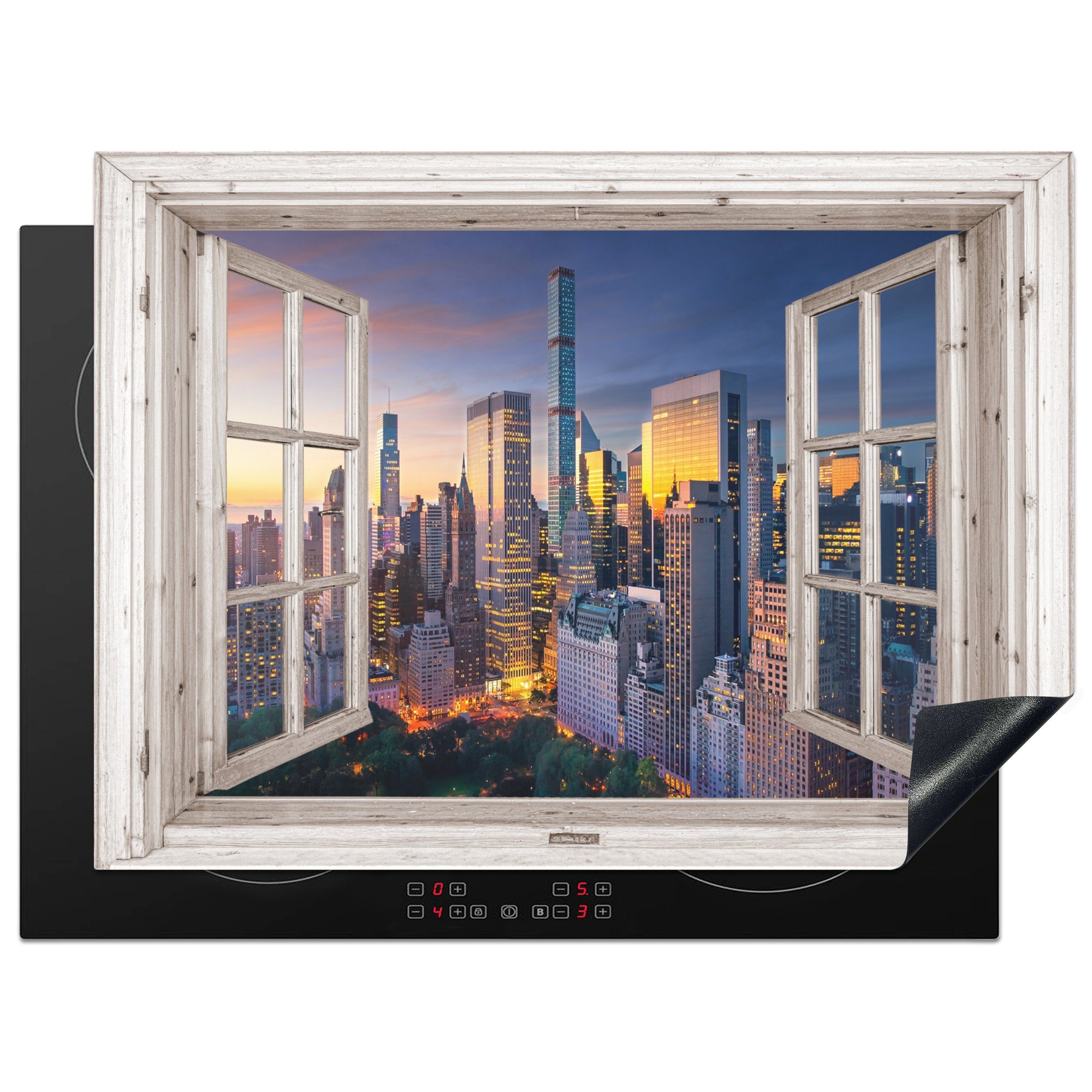 MuchoWow Herdblende-/Abdeckplatte Ansicht - New York - Architektur, Vinyl, (1 tlg), 71x52 cm, Induktionskochfeld Schutz für die küche, Ceranfeldabdeckung