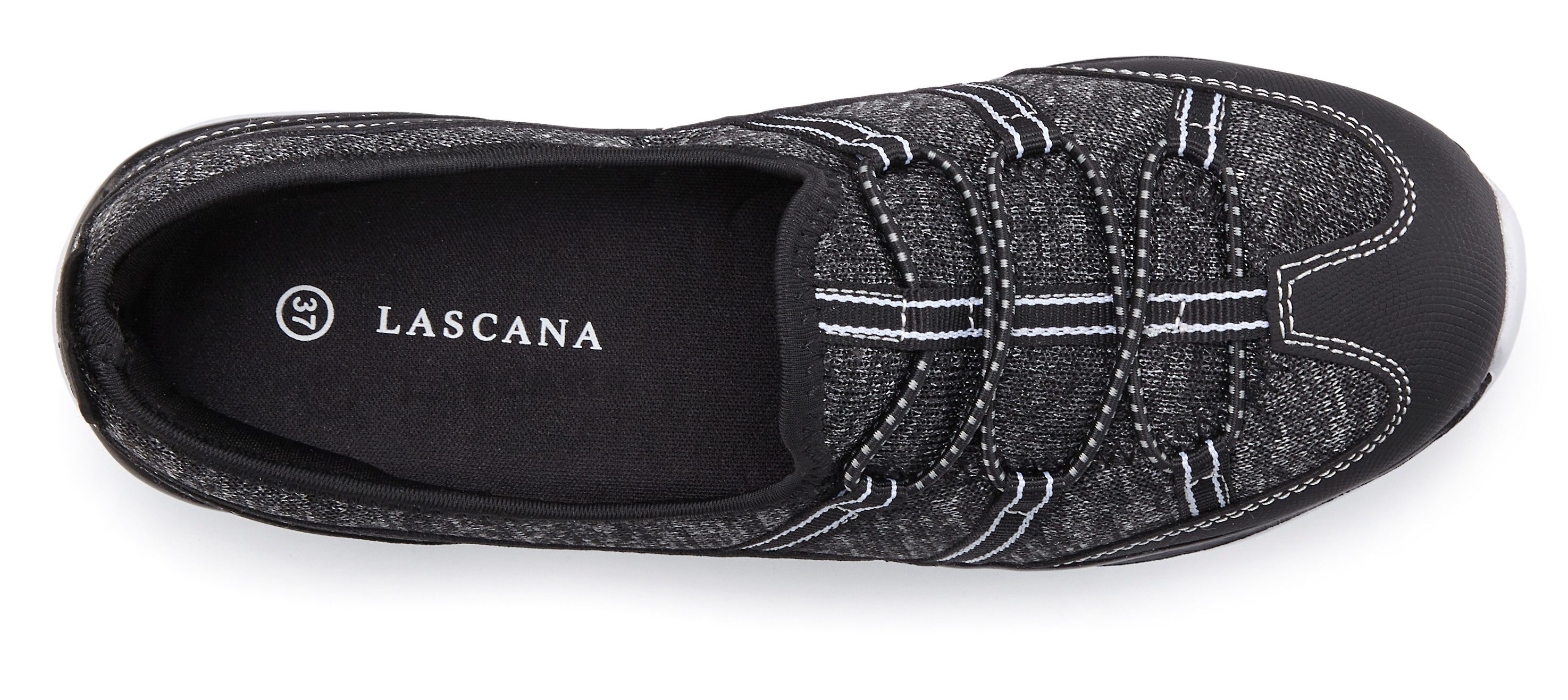 LASCANA Halbschuh, Freizeitschuh, Slipper, Slip-On-Sneaker, Sneaker zum Reinschlüpfen mit elastischen Schnürbändern VEGAN