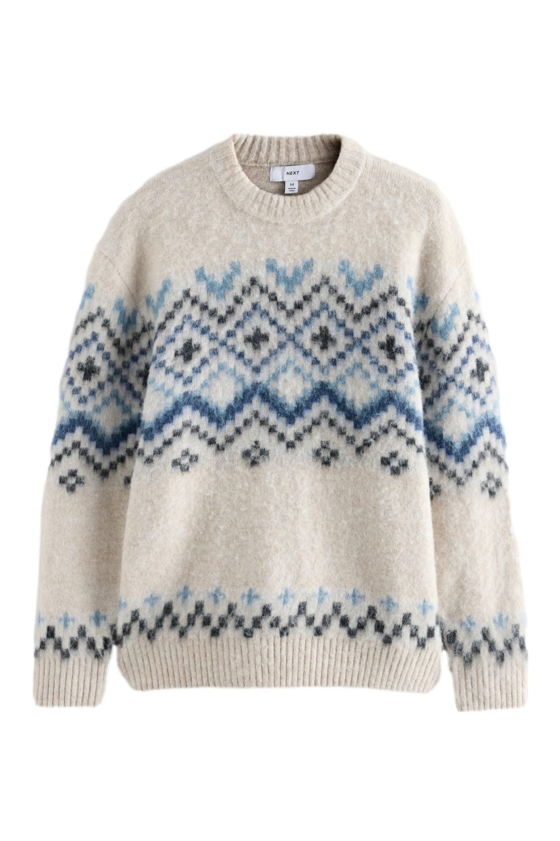 Rundhalspullover Angerauter Relaxed Fit Rundhalspullover mit Muster