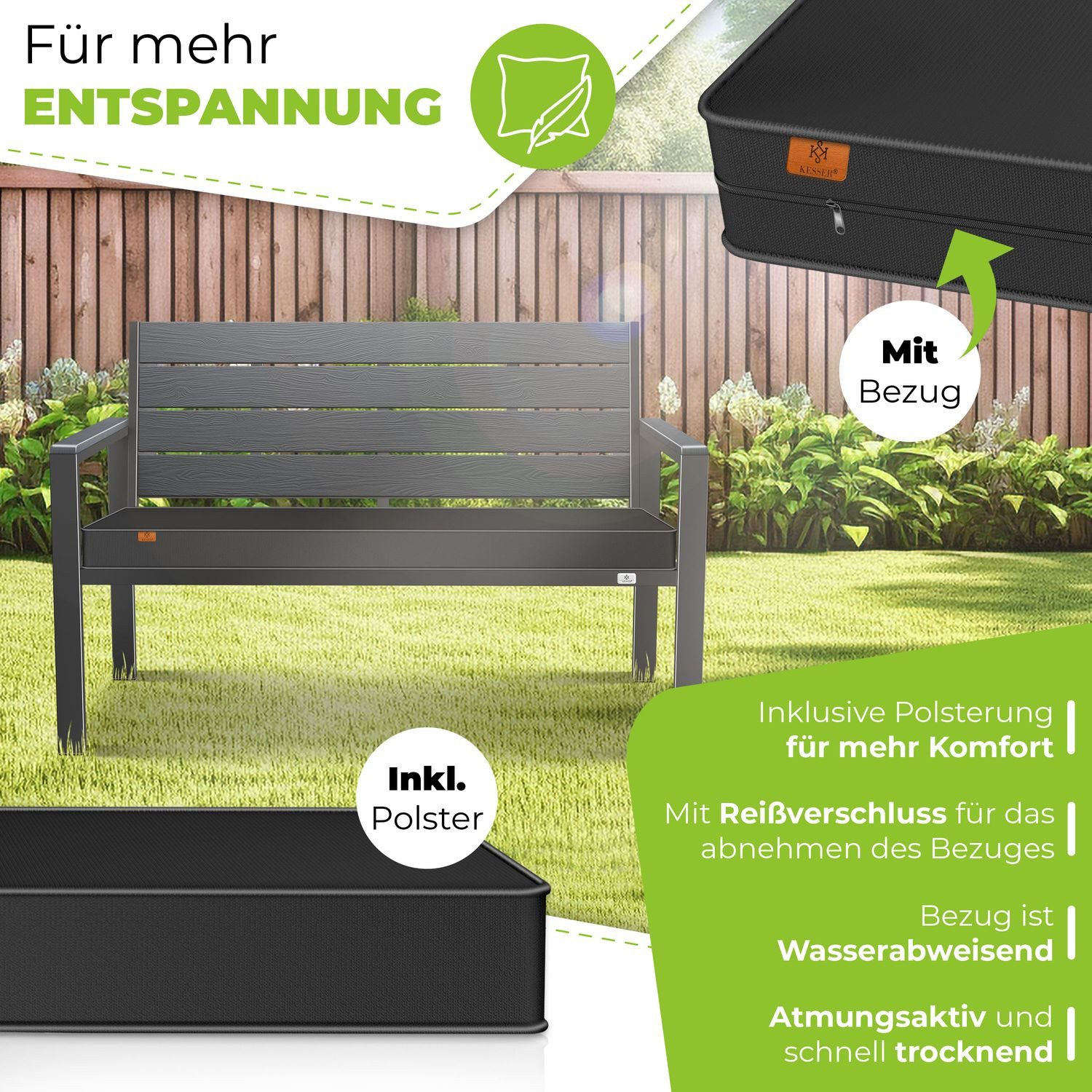 KESSER Gartenbank 2-Sitzer Balkonbank in Holzoptik günstig online kaufen