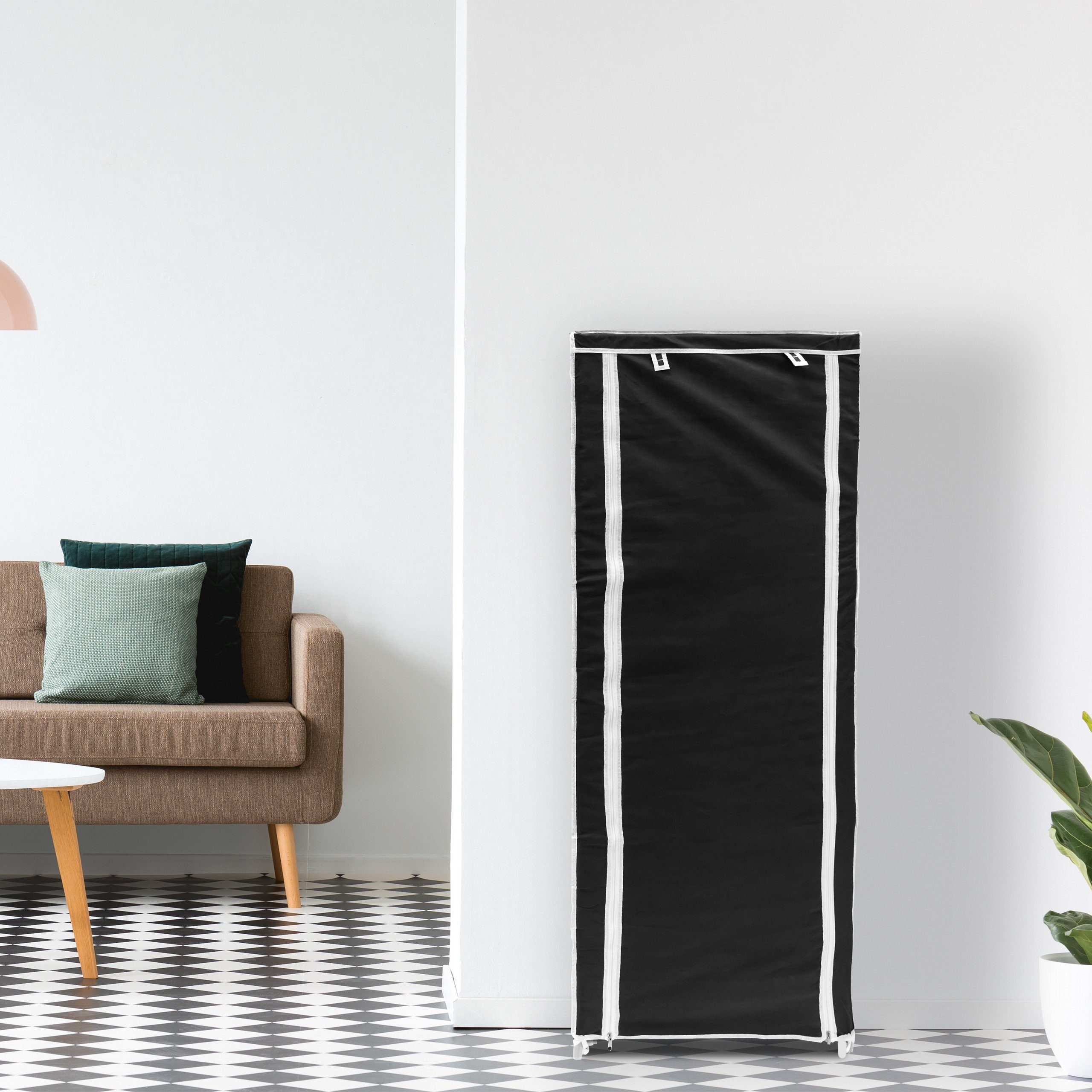 relaxdays Schuhschrank Stoffbezug 9 Ablage schwarz günstig online kaufen