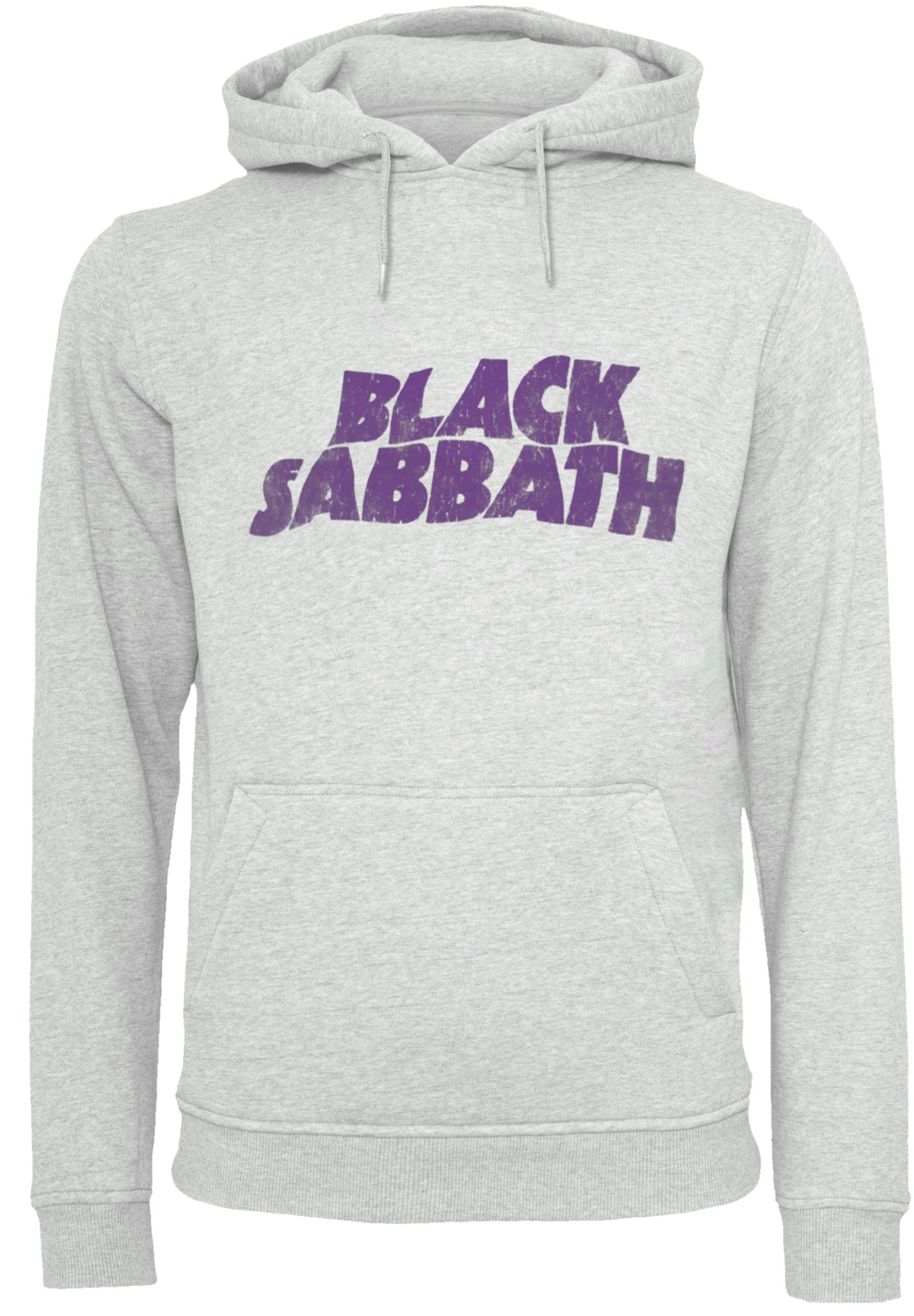 F4NT4STIC Kapuzenpullover Sabbath Wavy Logo Rock Musik Band Distressed Hoodie, Warm, Bequem heather grey