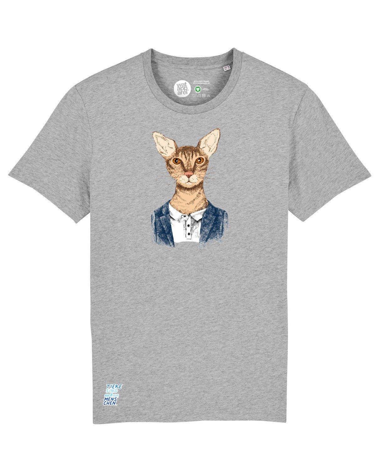 meliert (1-tlg) Katze Print-Shirt grau wat? Apparel