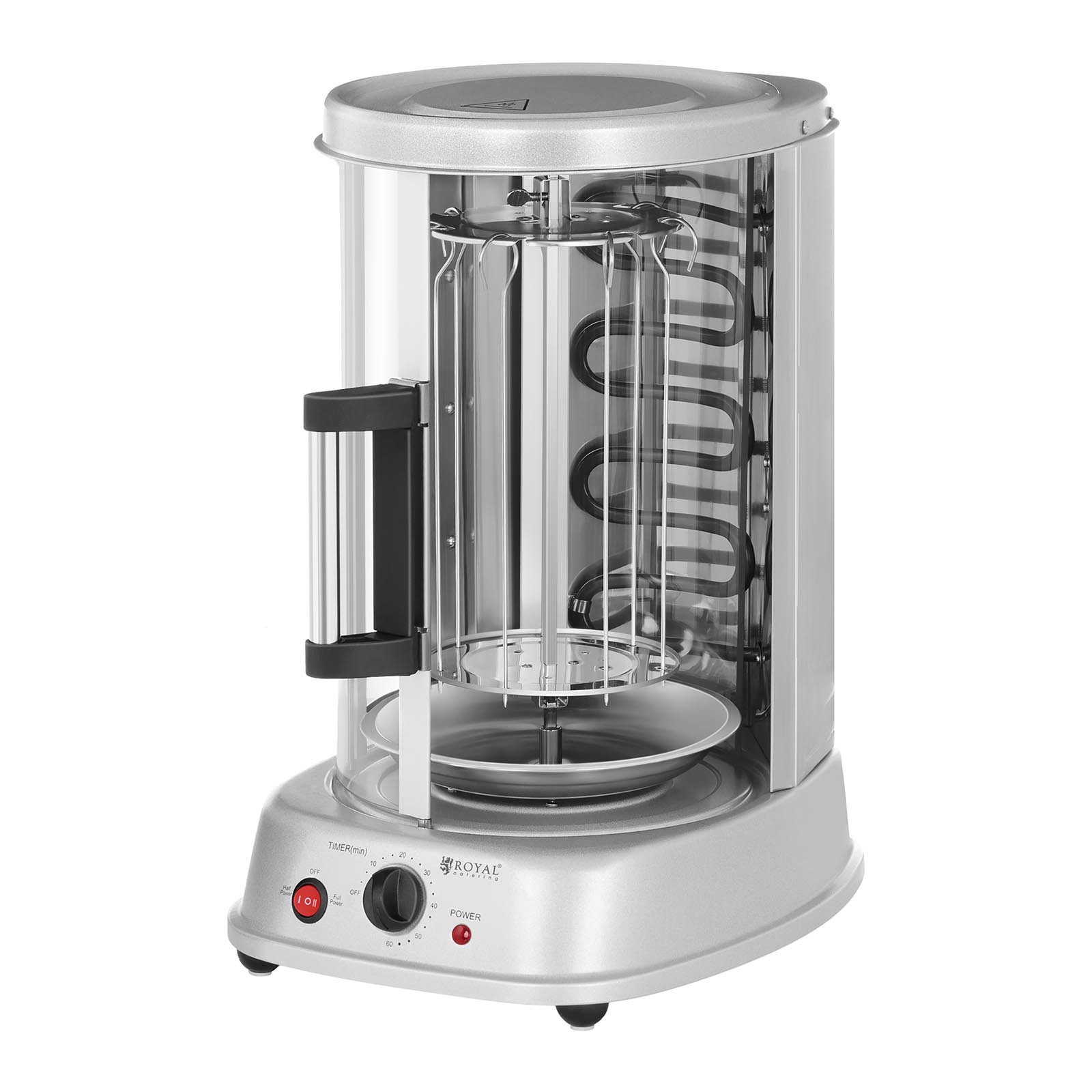 Royal Catering Dönergrill Vertikalgrill 4in1 Kombi Edelstahl Tischgrill Hähnchengrill Schaschlik, 1500 W