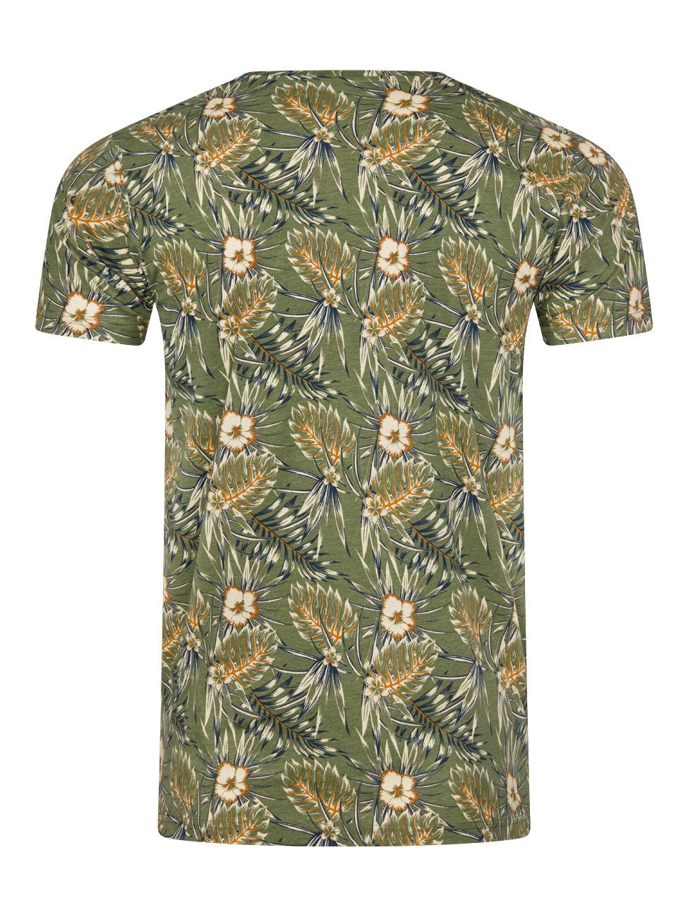 (2-tlg) Baumwolle 1 Farbmix aus Hawaiishirt Regular RIVBill Fit Printshirt T-Shirt Rundhalsausschnitt mit Kurzarm riverso Herren 100%