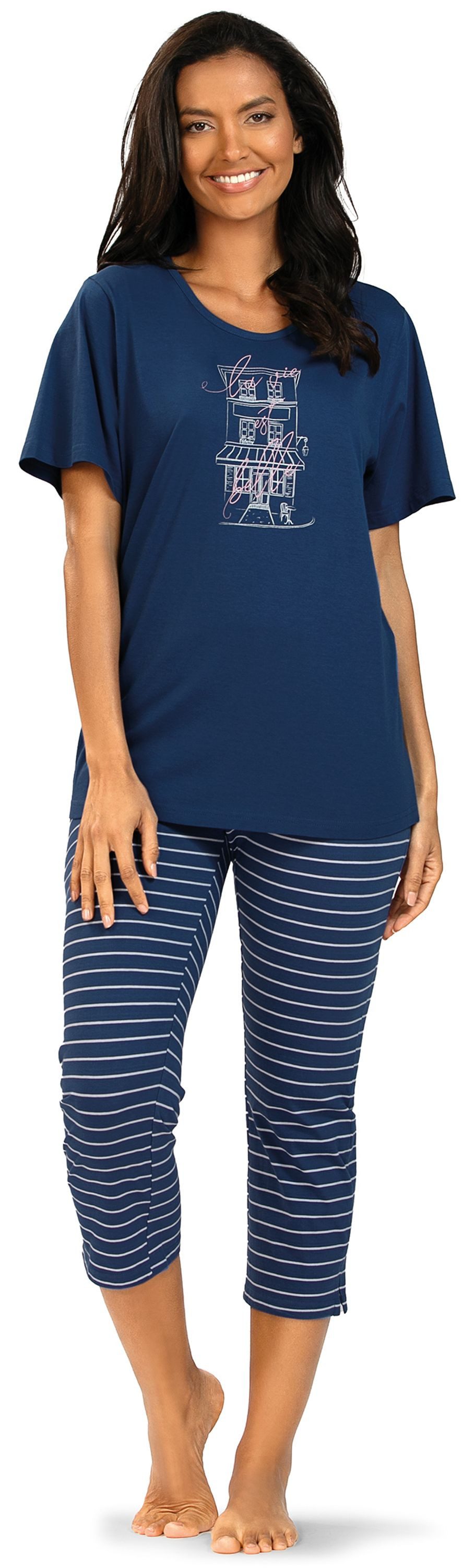 comtessa Schlafanzug Summer Whisper (Set, 2 tlg., 2-teilig) Damen Pyjama 2-teilig 7/8 Hose Baumwolle große Größen