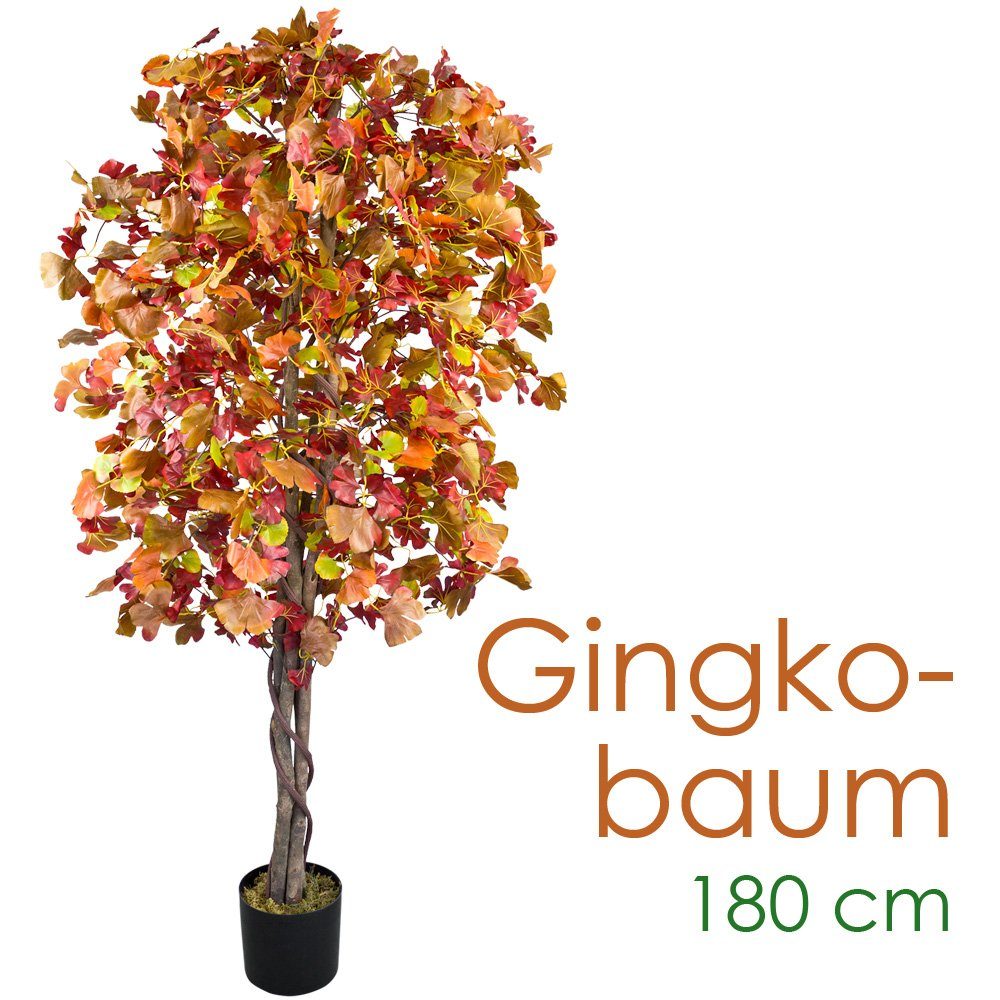 Kunstpflanze Ginkgo Ginkgobaum Kunstbaum Künstliche Pflanze Echtholz 180cm Decovego, Decovego