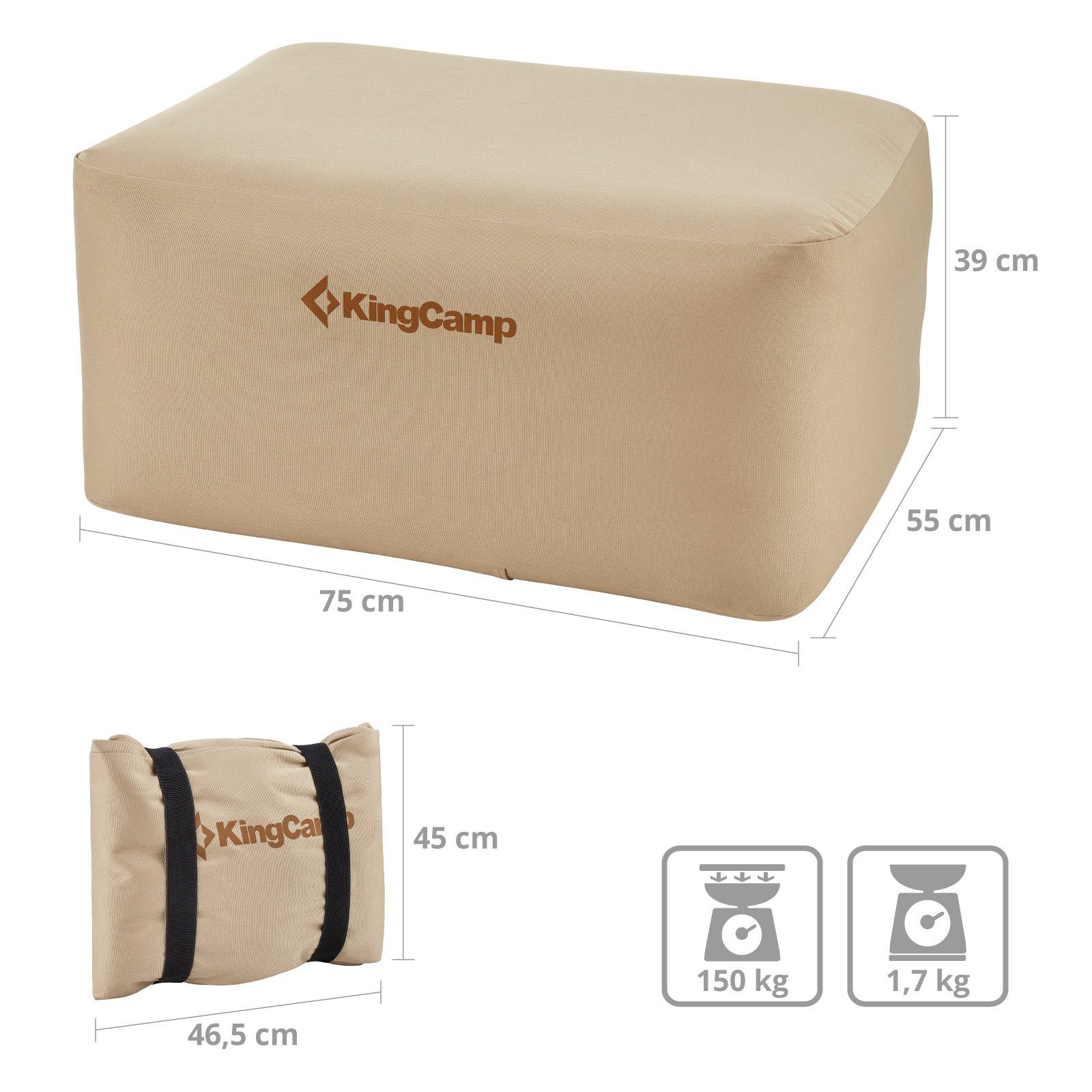 KingCamp Campingstuhl Sitzhocker Aufblasbar Air Cube Camping - Sitz Hock