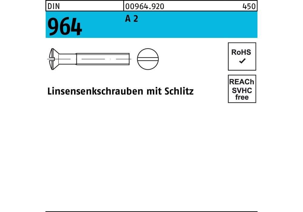 Linsensenkschraube 6 2 20 964 M A DIN Senkschraube x Schlitz