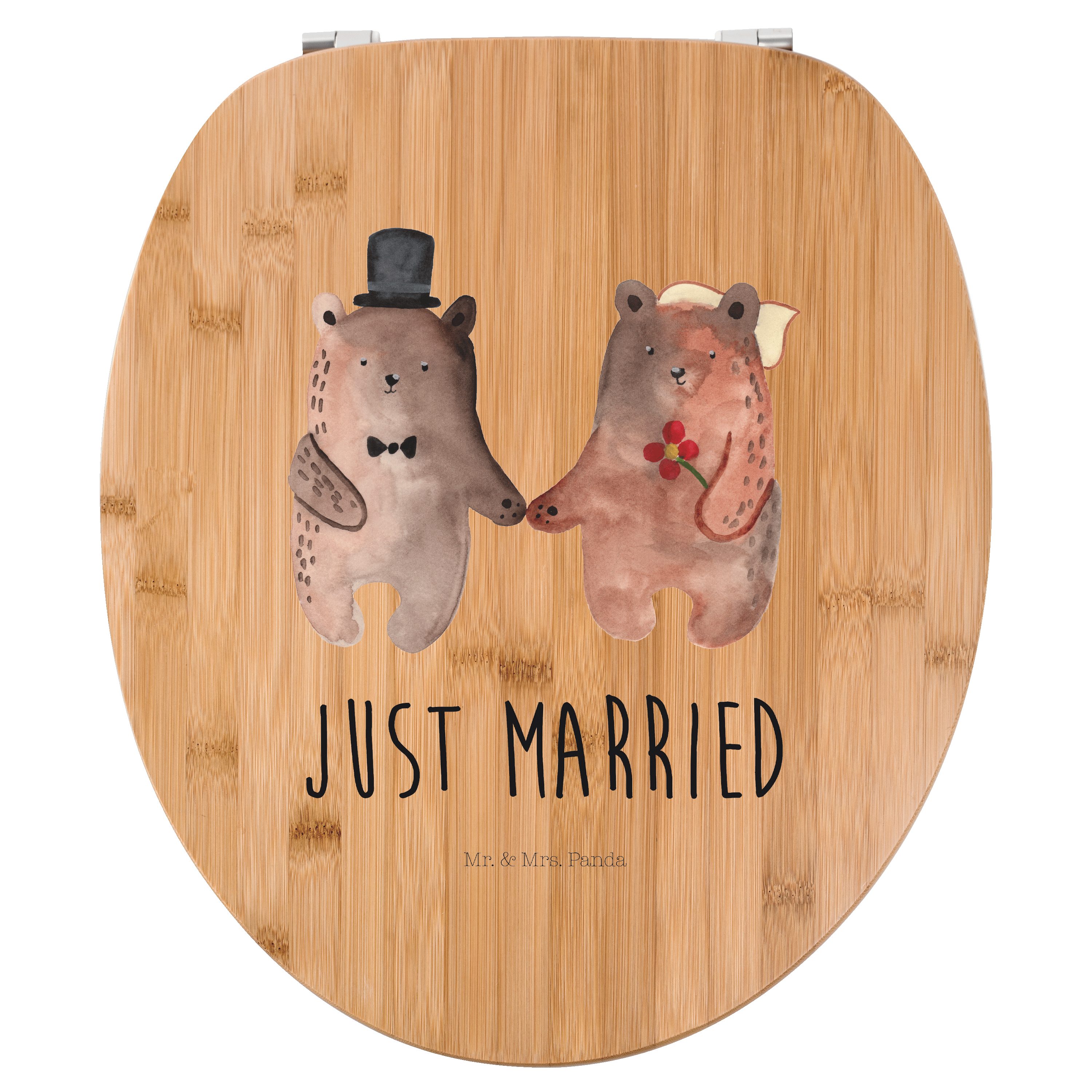 Mr. & Mrs. Panda Motiv WC-Sitz 'Honigbär' – Aus Bambus/MDF, 43x37 Cm, Mit Niedlichem Teddy-Design