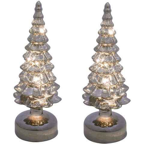 Creativ light LED Baum Weihnachtsdeko, LED fest integriert, 2er Set, Tannenbaum aus Glas