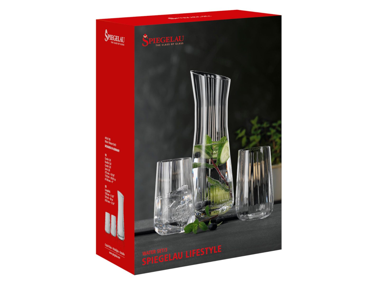 SPIEGELAU Gläser-Set Lifestyle Karaffe mit Wasserglas Set 3tlg, Kristallglas
