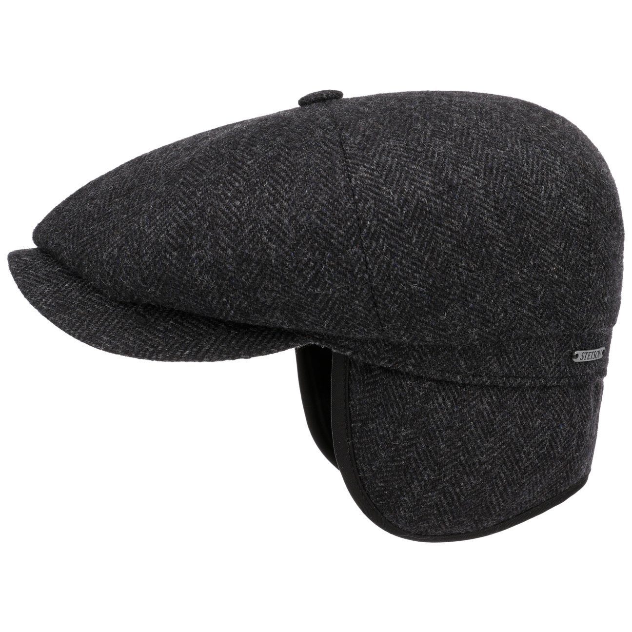 Stetson Flat Cap (1-St) Schirmmütze Schirm, schwarz-grau the in Made EU mit