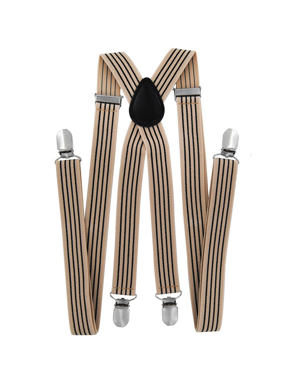 axy Hosenträger Herren Hosenträger mit Streifen 4 Stabile Clips X-Form 2,5cm Breit verstellbar und elastisch 120cm Lang