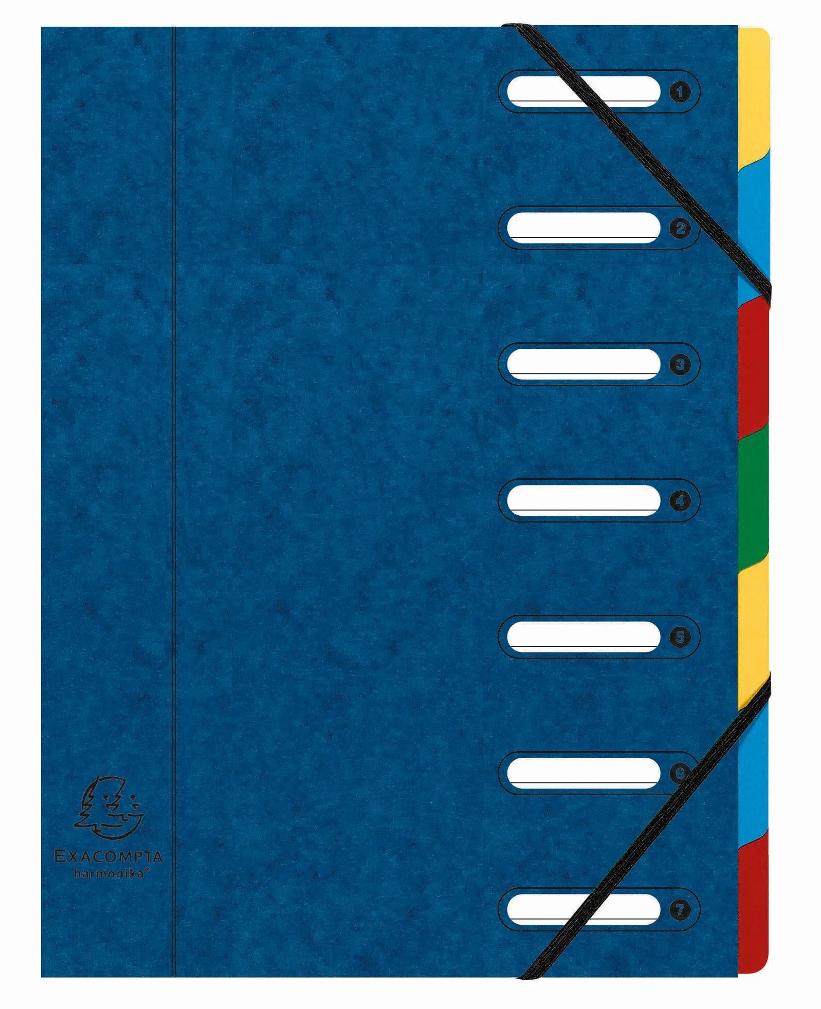 Fächermappe 8x Ordnungsmappe HARMONIKA Gummizug Karton 7 Fächer A4 sortiert 5307E